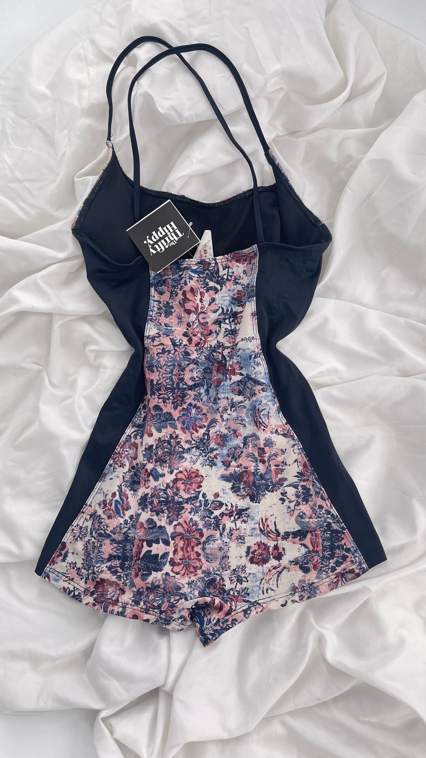 Free People Movement X Onzie Muted Florals and Black Swim Body Suit (S/M)