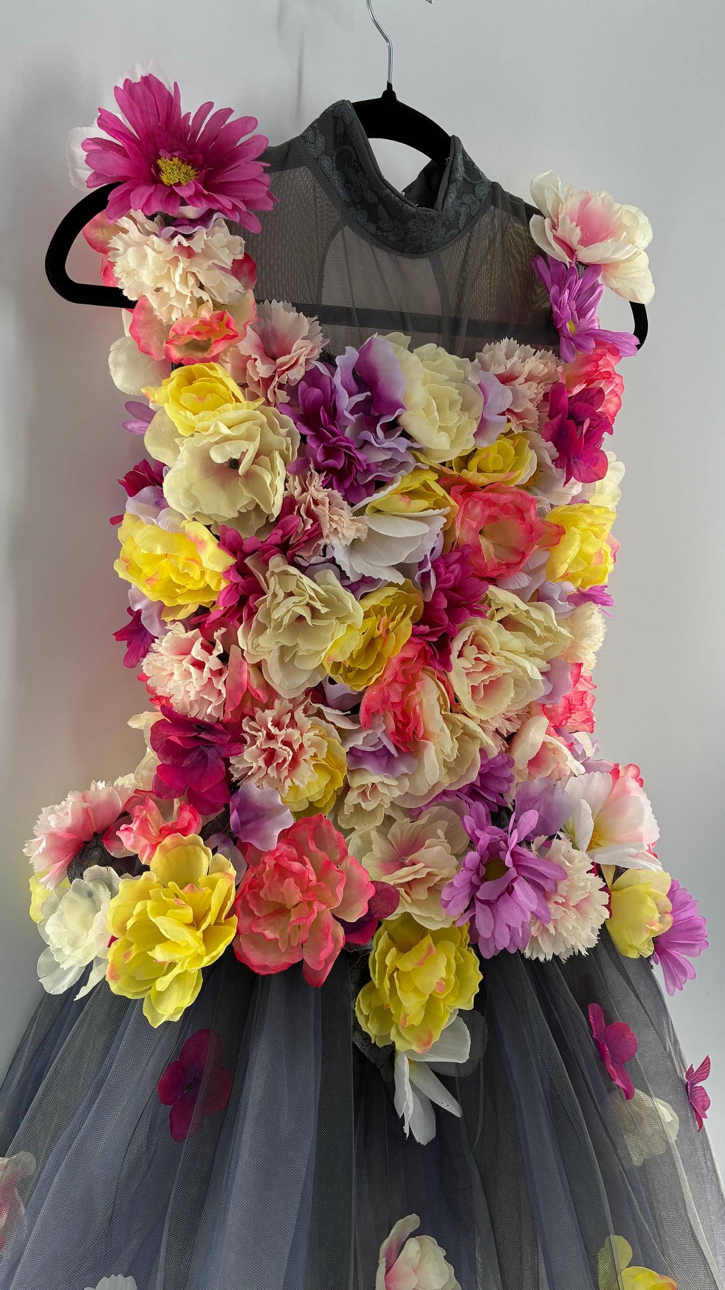 Floral Appliqué Abstract Display Mini Dress (S/M)