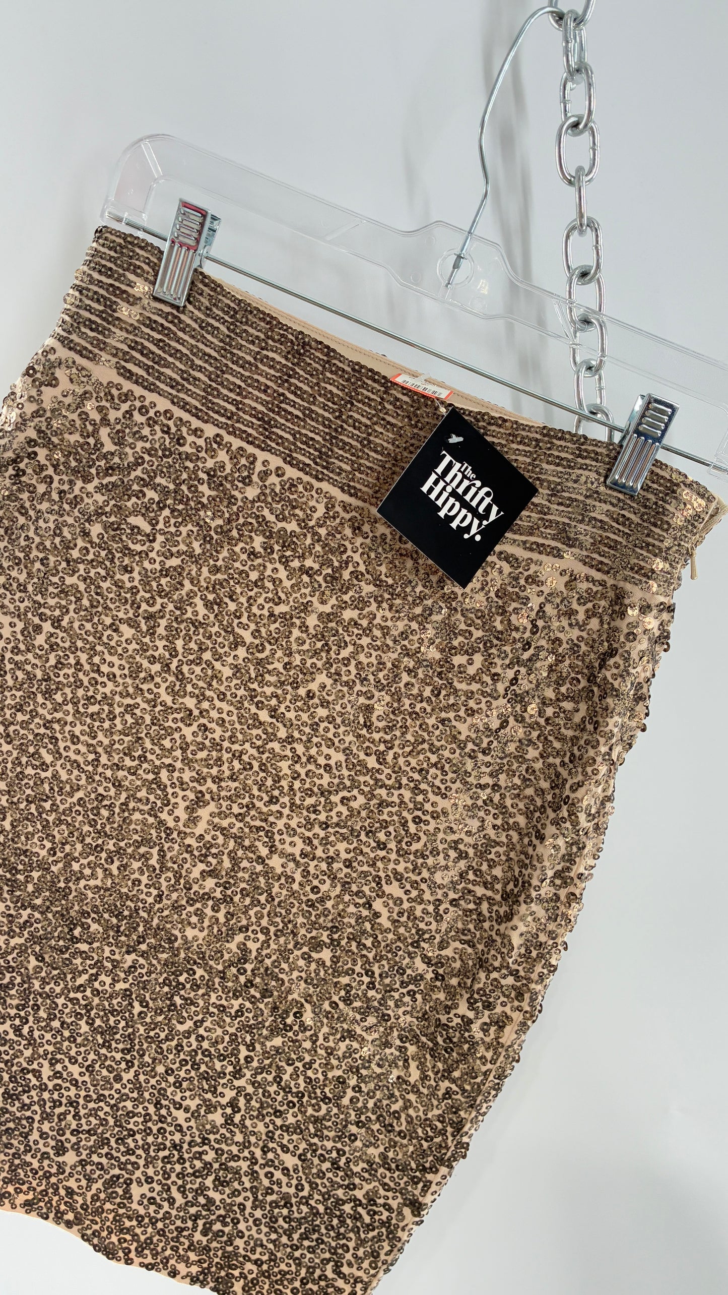 EXPRESS Sequin Bronze Skirt with Thick Band (XS)