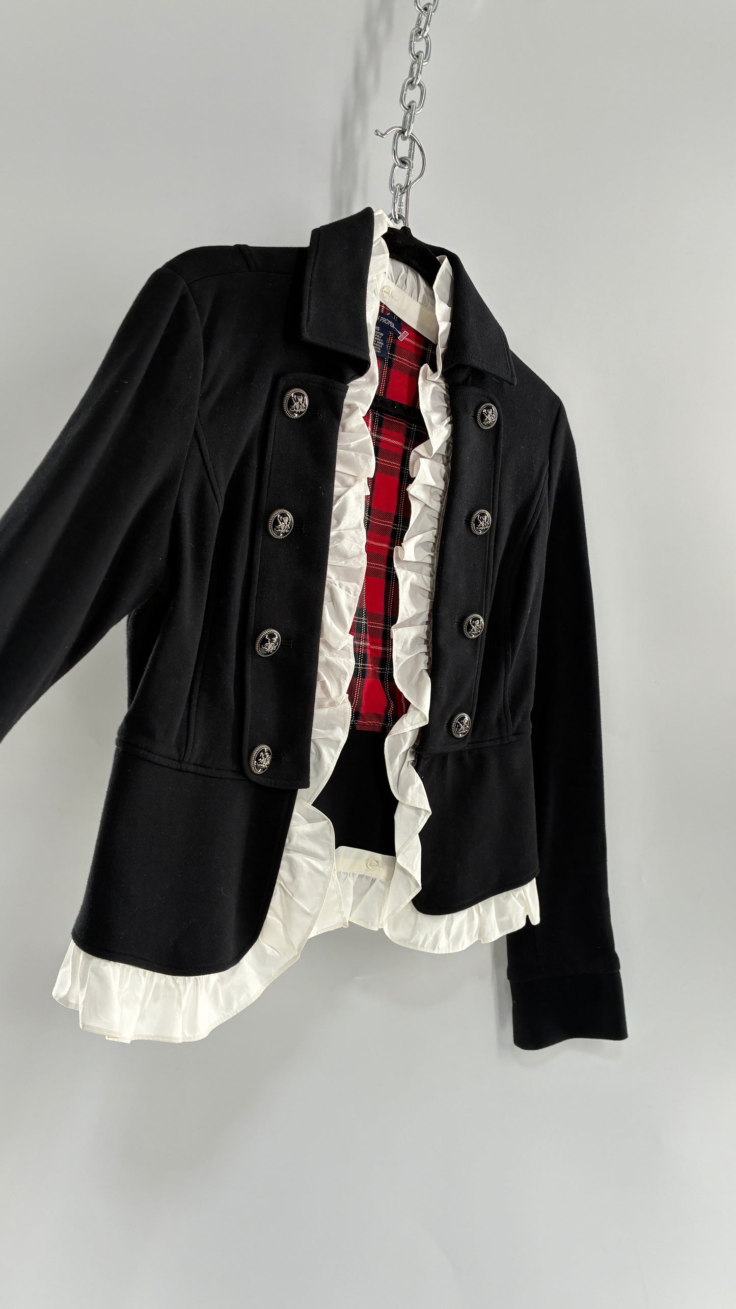 Vintage BOSTON PROPER 1990s School Girl/Drummer Jacket with Removable Ruffle Trim (XS)