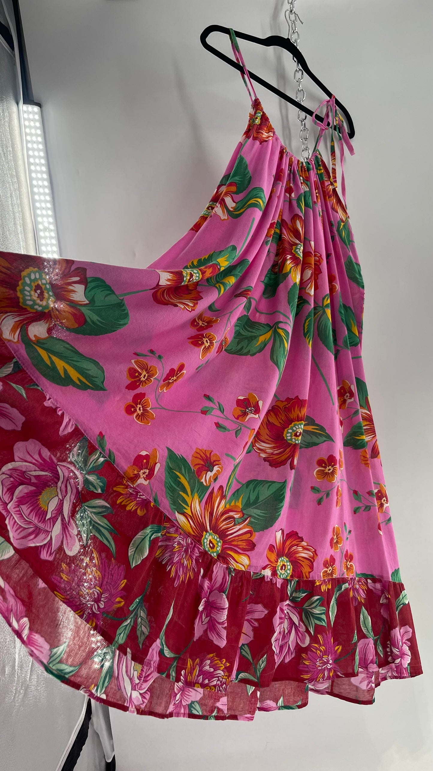 Handemade Brazilian Color Blocked Pink/Red Floral Maxi (One Size)