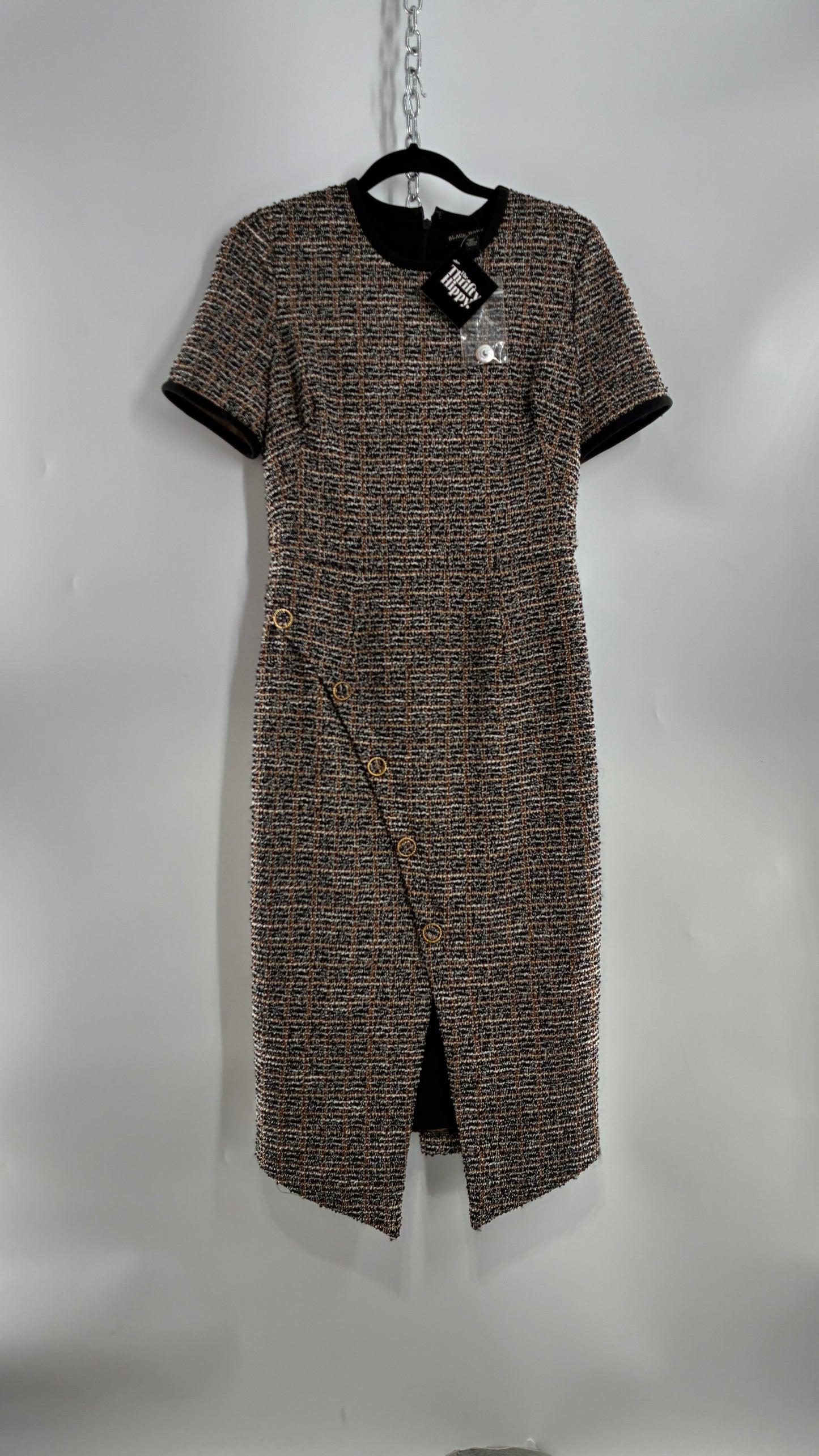 BLACK HALO Tweed Midi Dress with Tags Attached (8)