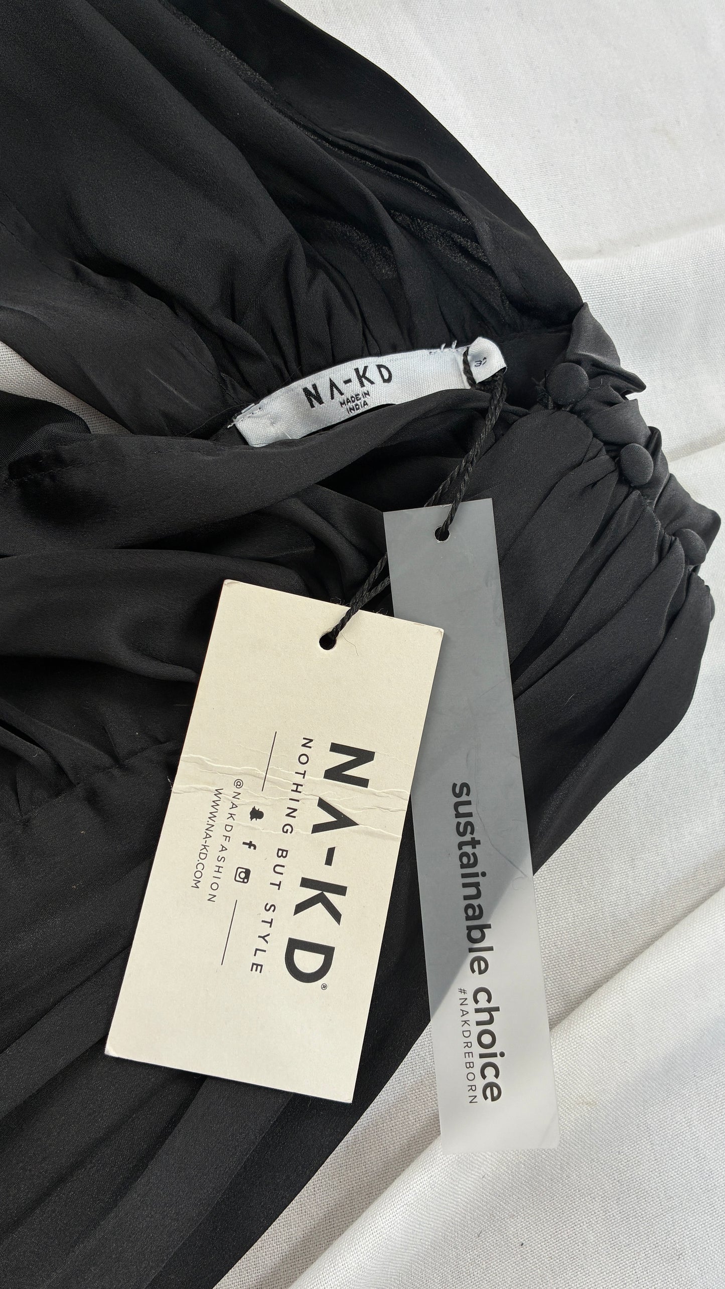NAKD Black Silky One Shoulder High Neck Top with Tags Attached (32)