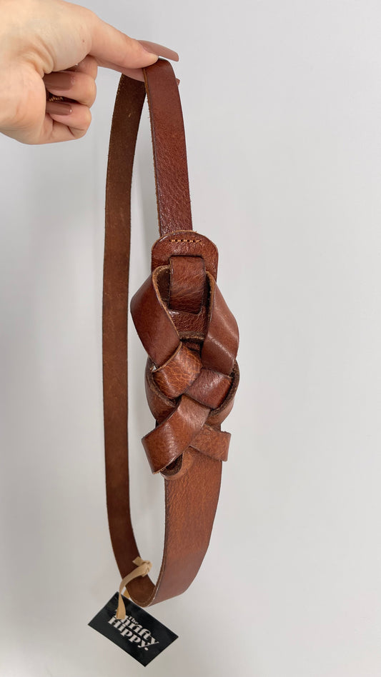 Vintage Leather Braided Knot Belt (Large)