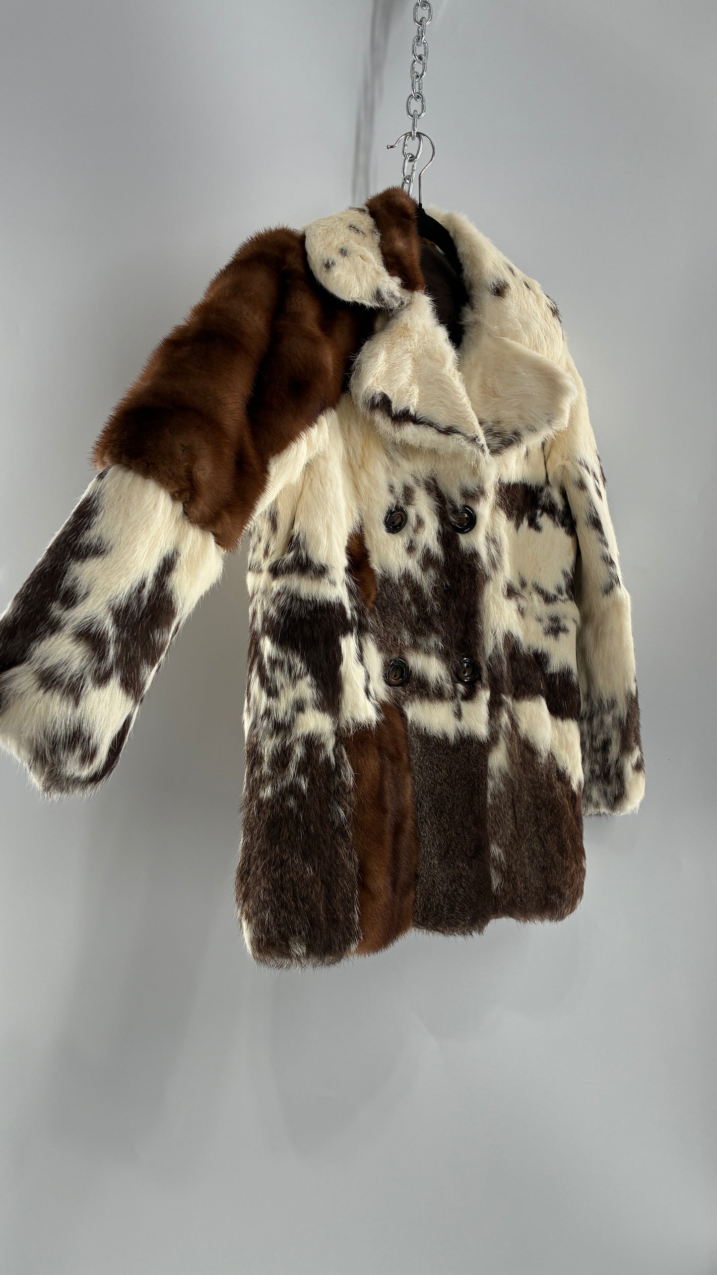 Vintage No Tags Handmade Patchwork Genuine Fur Coat (Medium)