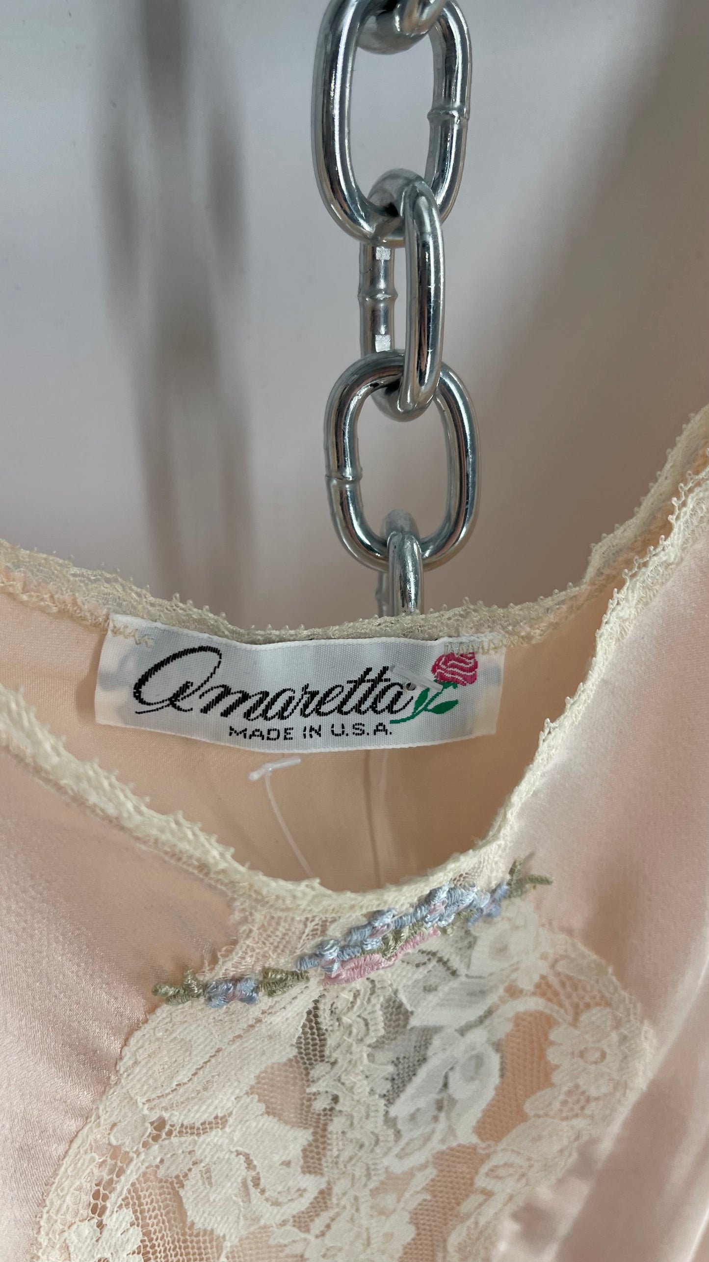 Vintage Amoretta Baby Pink Lace Trim Camisole (Medium)