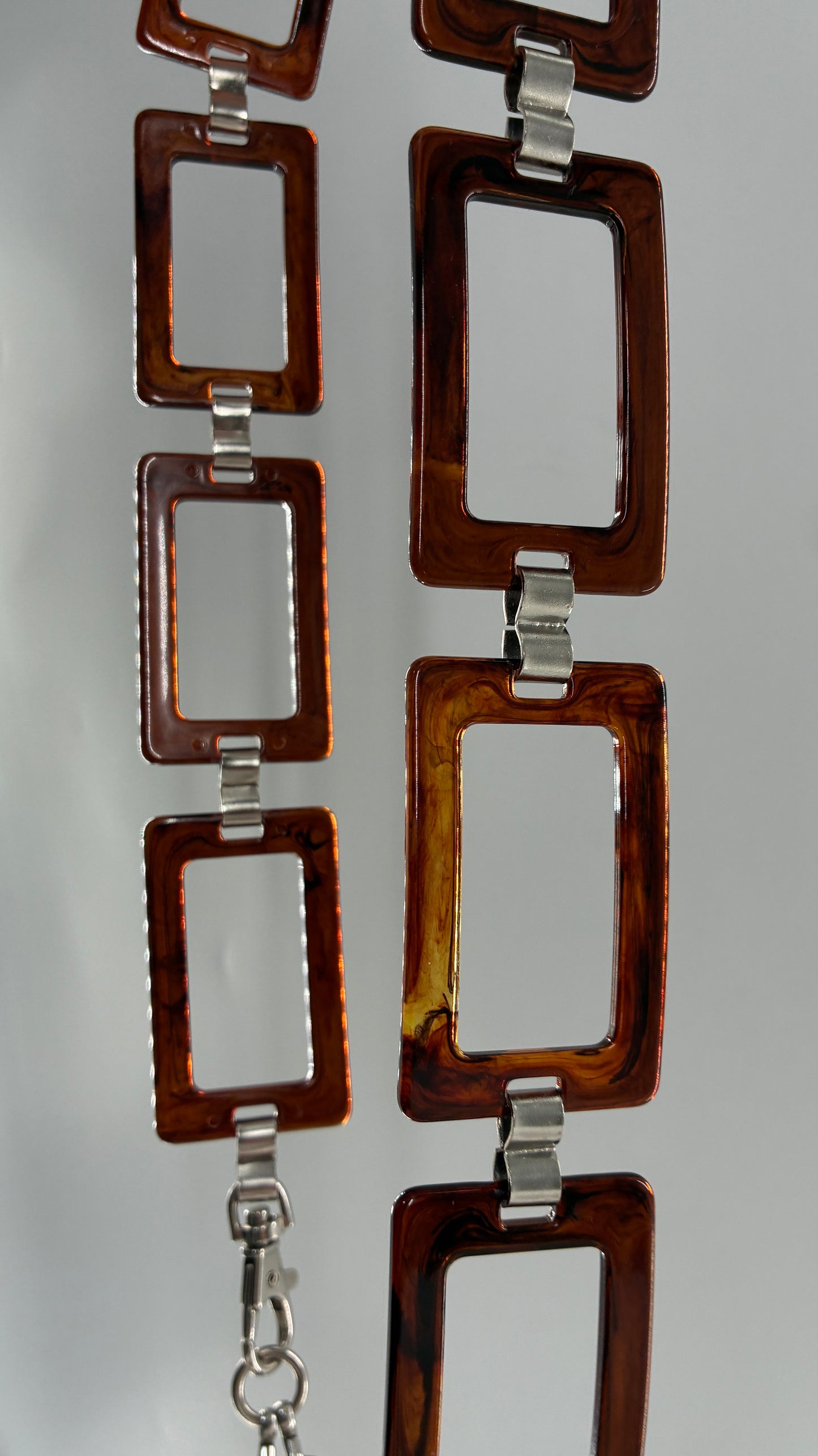 Vintage Rectangular Tortoise Shell Chain Belt (One Size)