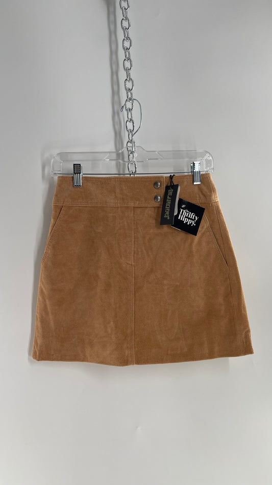 BLANKNYC Camel Toned Suede Skirt with Side Closure Belt with Tags Attached (24)