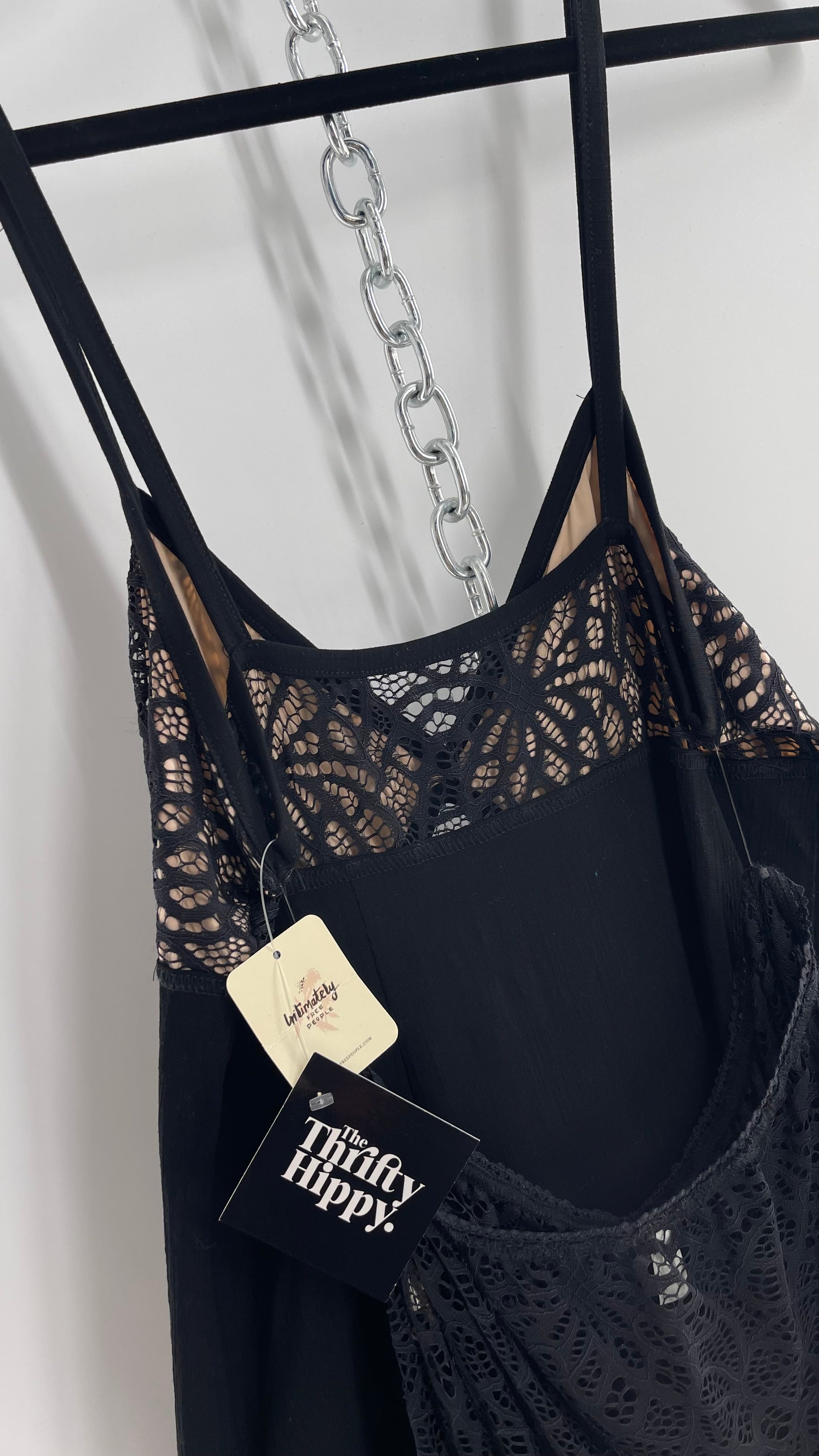 Intimately Free People Set Black Mini Dress with Nude Bust and Lace Sh – The Thrifty Hippy