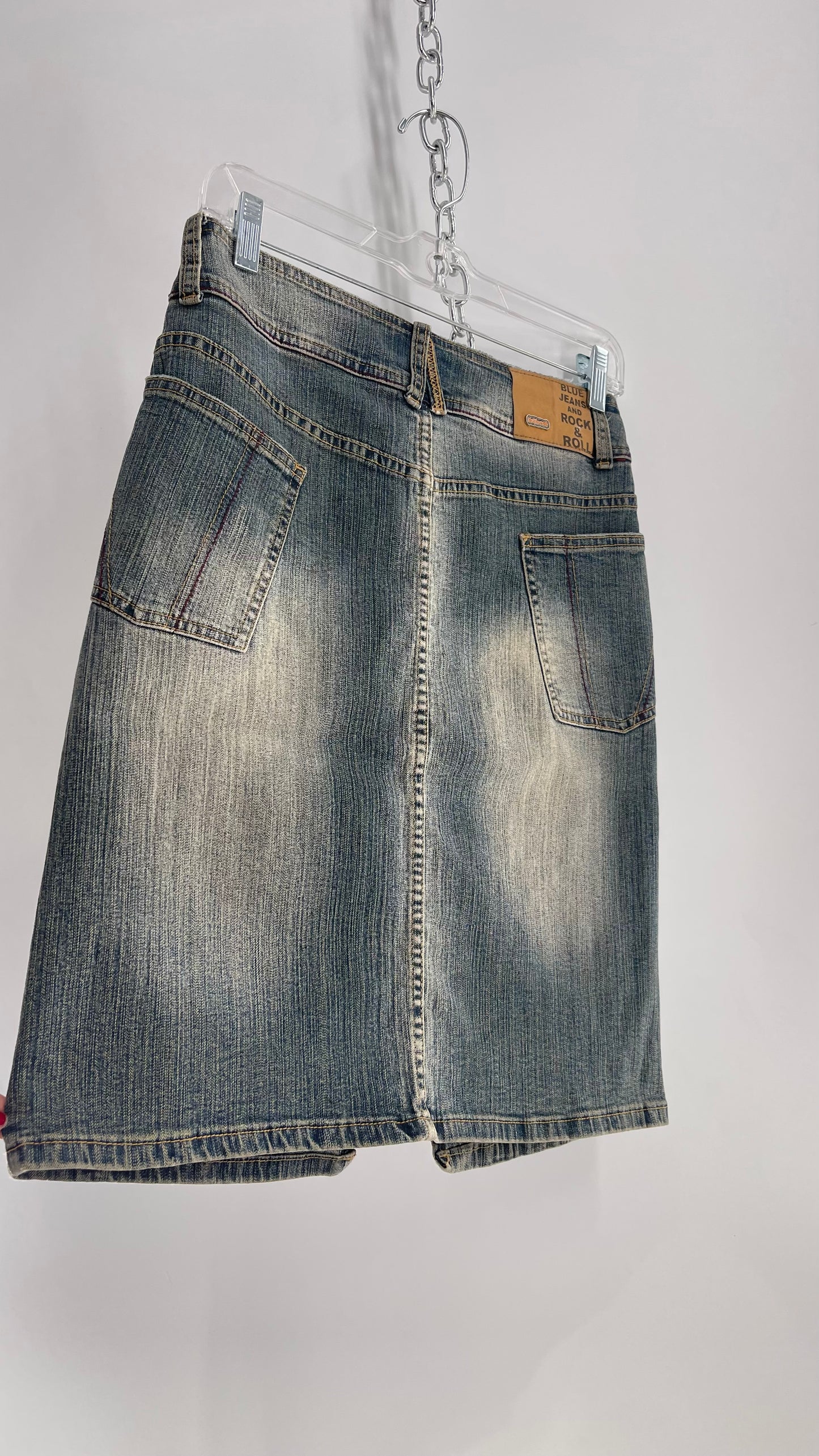 Vintage Dollhouse Faded Wash Denim Jean Skirt (3)