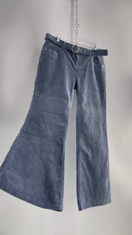 MILK IT Recycled Powder Blue Corduroy Low Waist Grommet Buckle Folk Jean with Tags Attached (16)