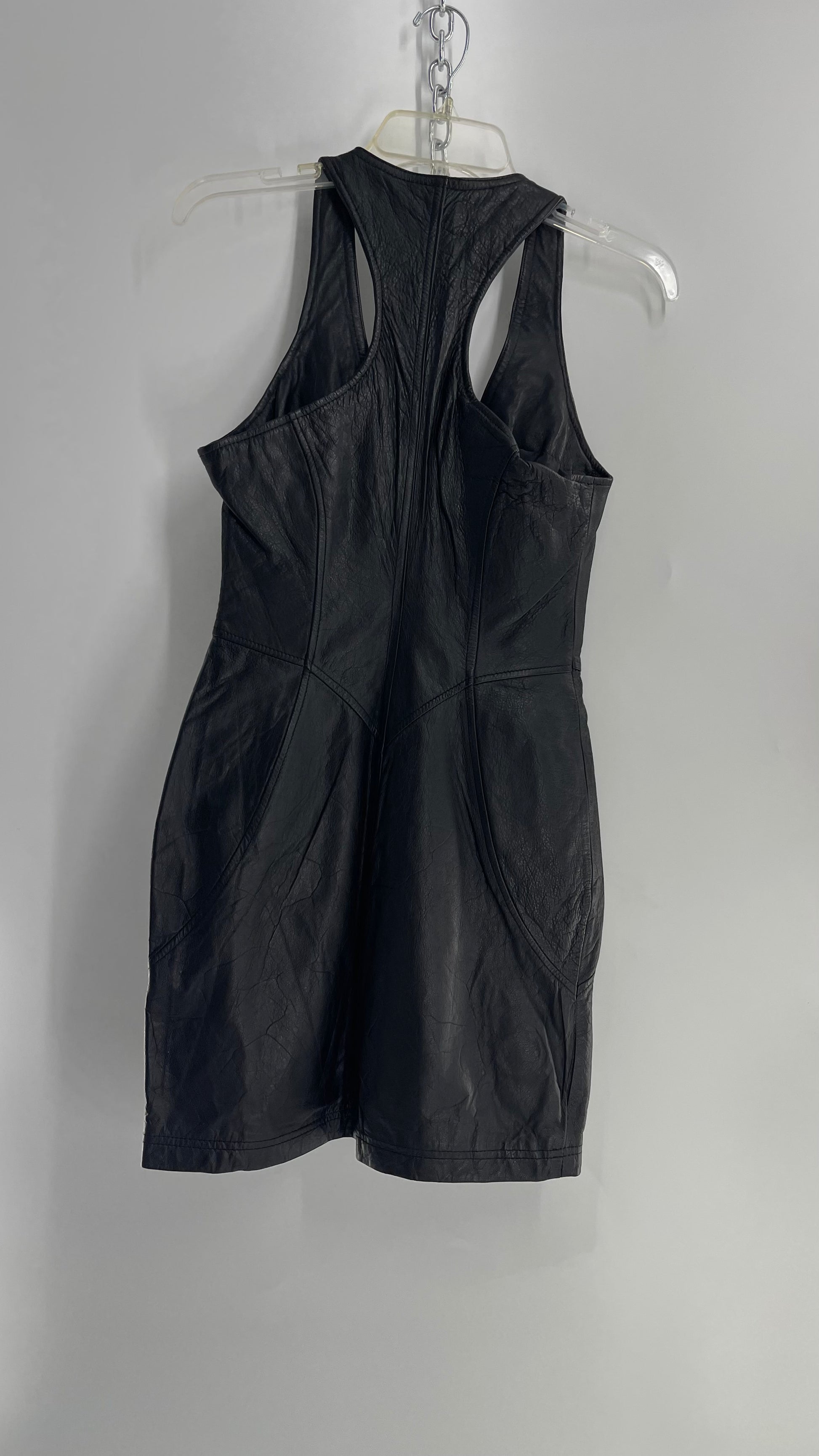 Vintage 1980s VERDUCCI Black Leather Zip Front Mini Dress (Small) The Thrifty Hippy Vintage 1980s VERDUCCI Black Leather Zip Front Mini Dress (Small) The Thrifty Hippy