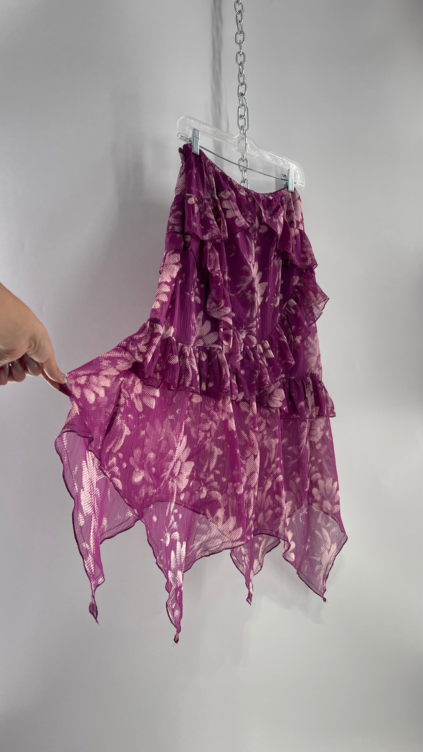 Urban Outfitters Purple Handkerchief Hem Skirt (Small)