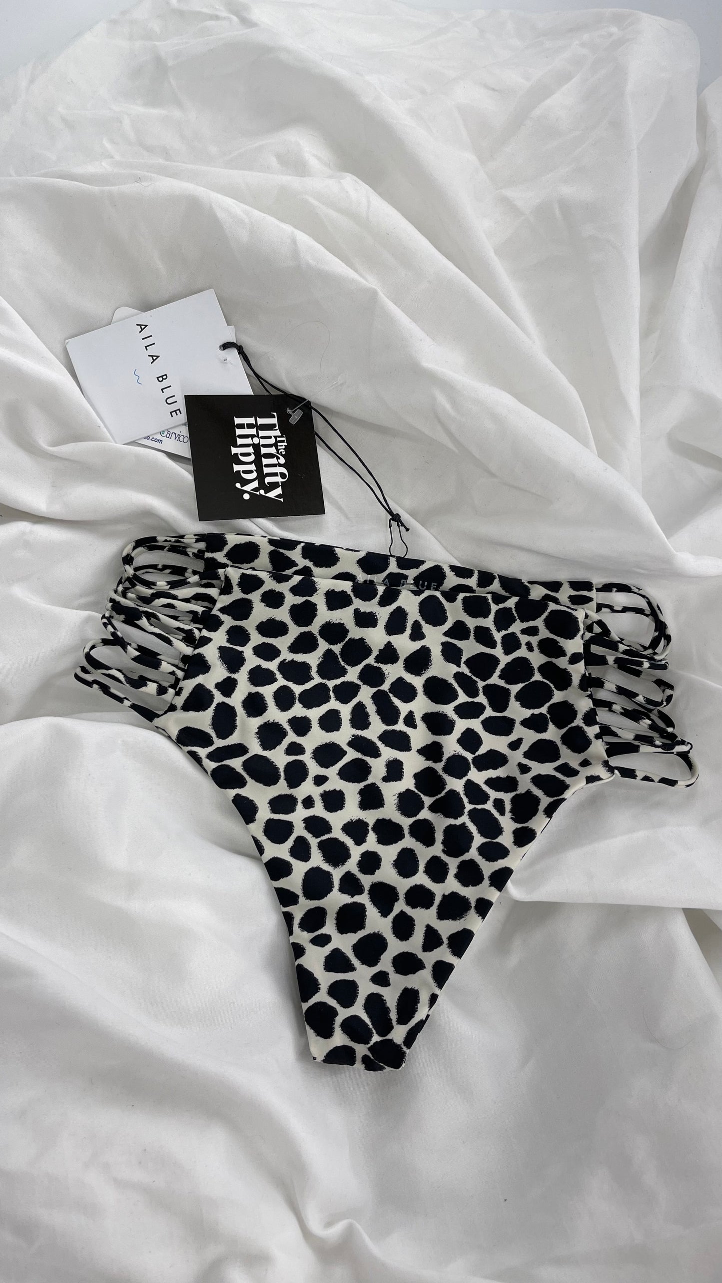 AILA BLUE Animal Print Cheeky Bottoms with Strappy Sides and Tags Attached (Small)