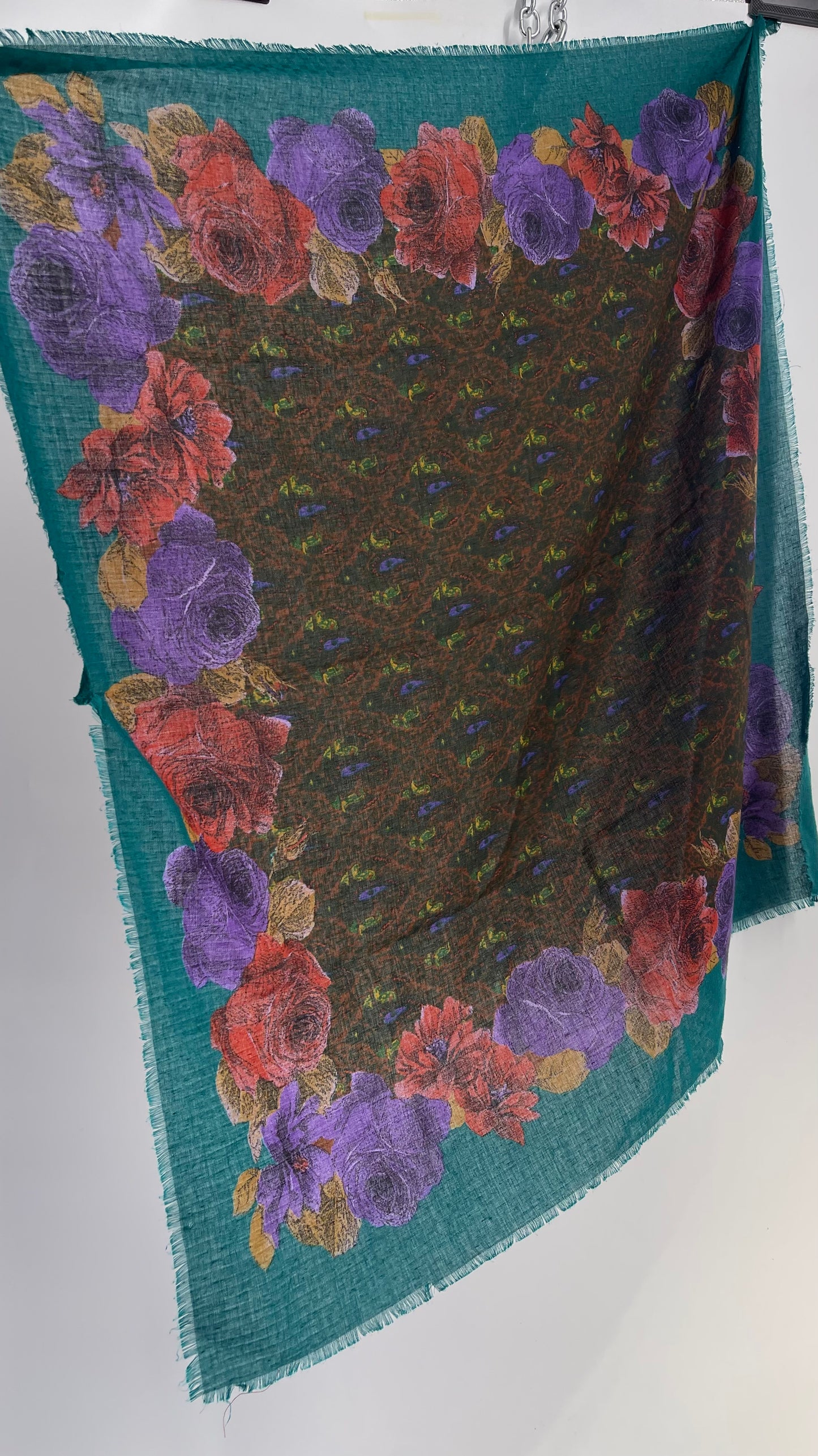 Vintage Jewel Tone Floral Scarf