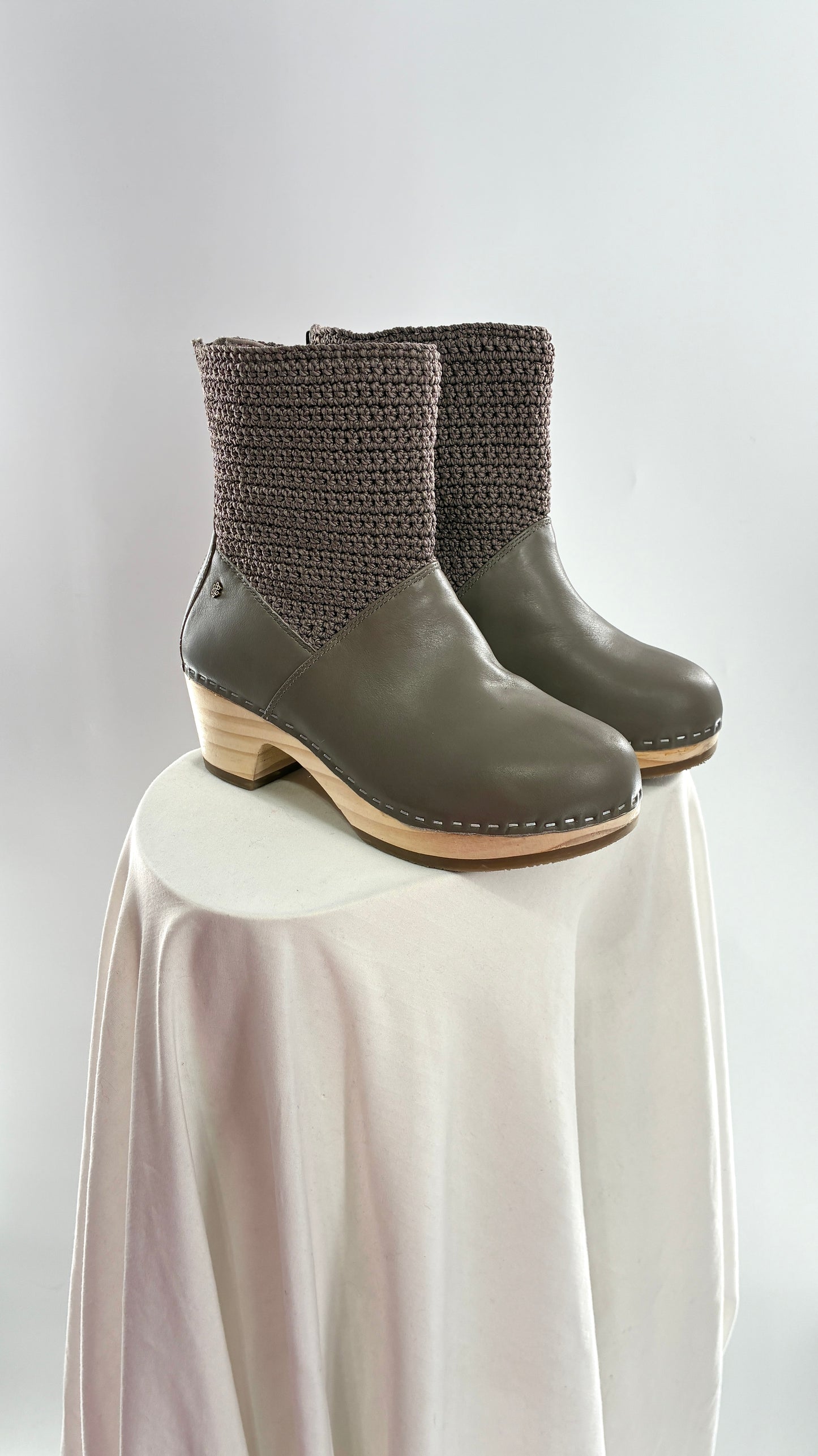 THE SAK Crochet and Leather Wooden Clog Boots (7)