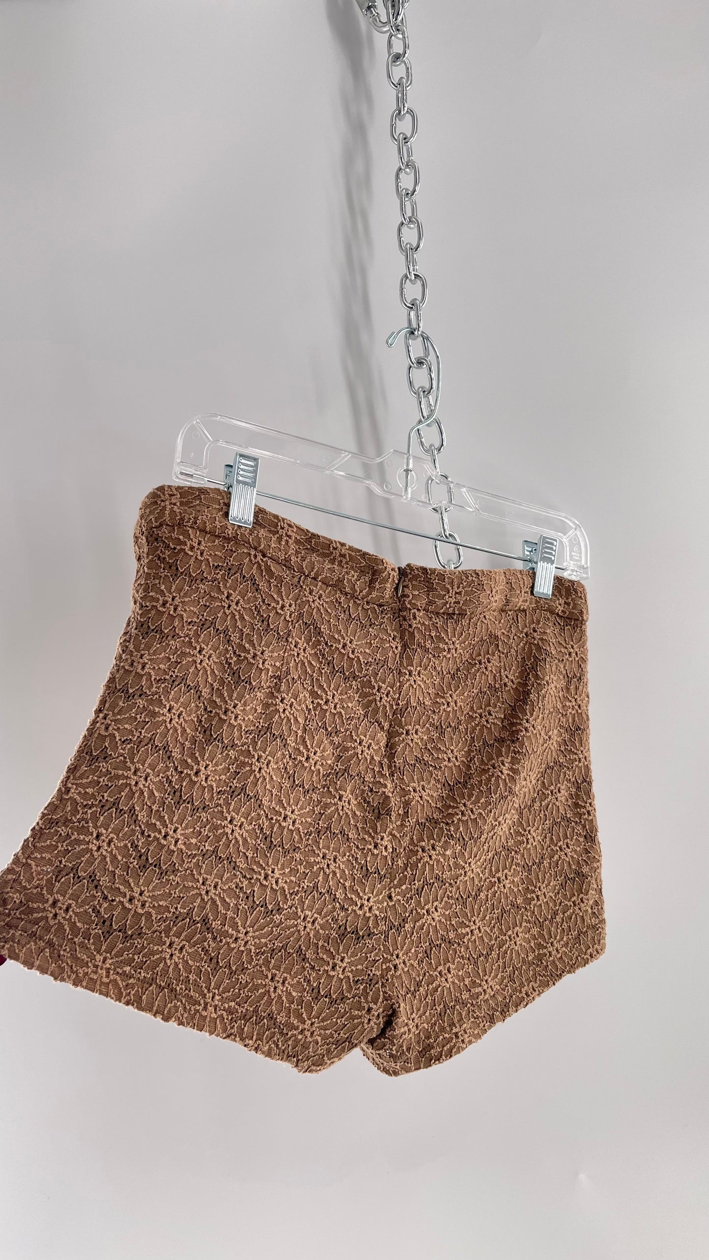 Free People Brown Floral Lace Shorts (6)