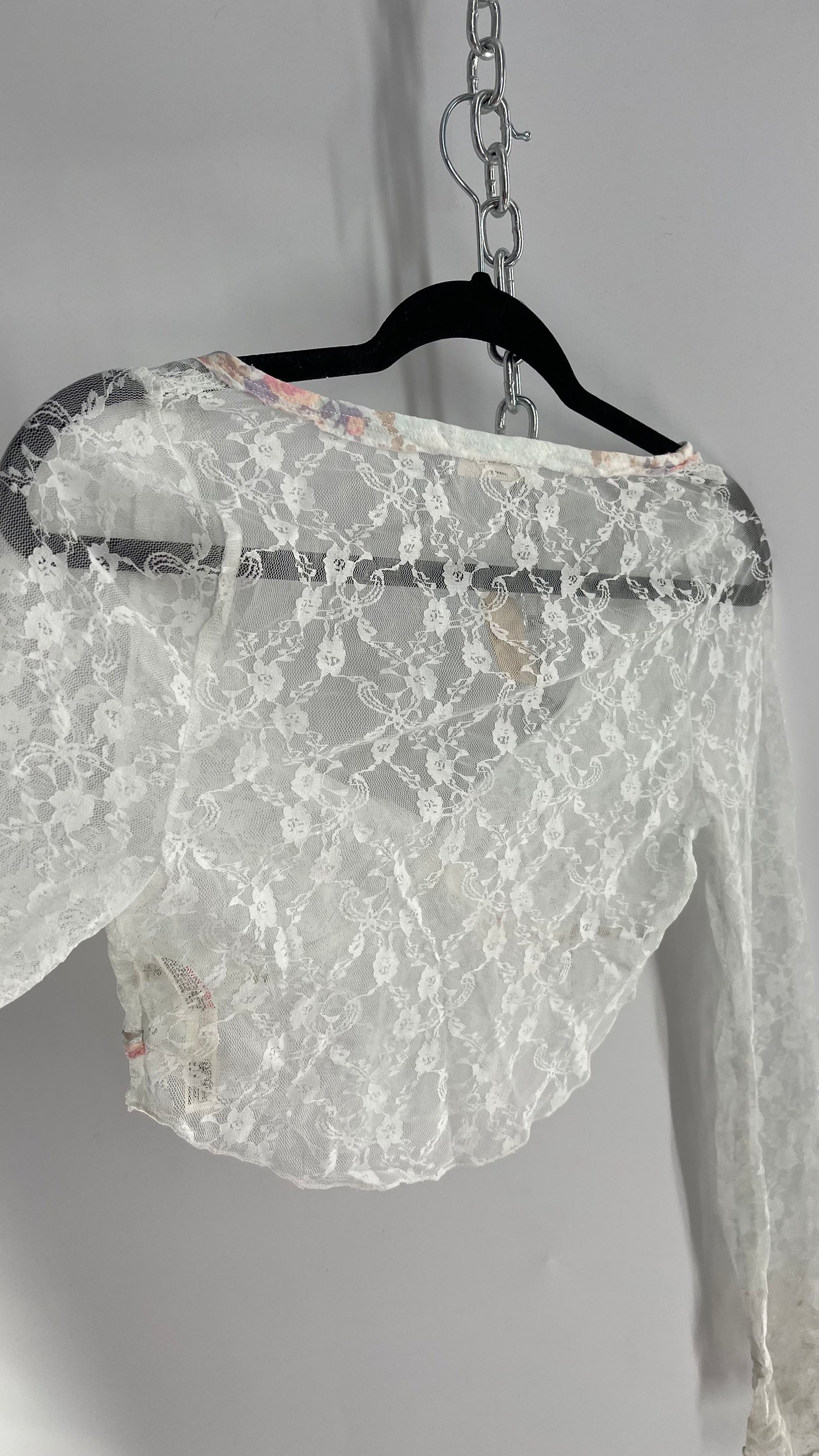 Intimately Free People Baby Blue Lace Ballerina Thumb Hole Long Sleeve (Small)