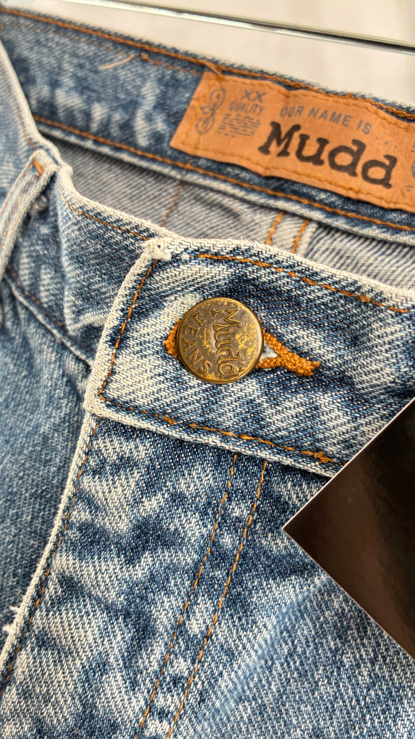 Vintage MUDD Light Wash Kick Flare Jeans with Oversized Jacron (7)