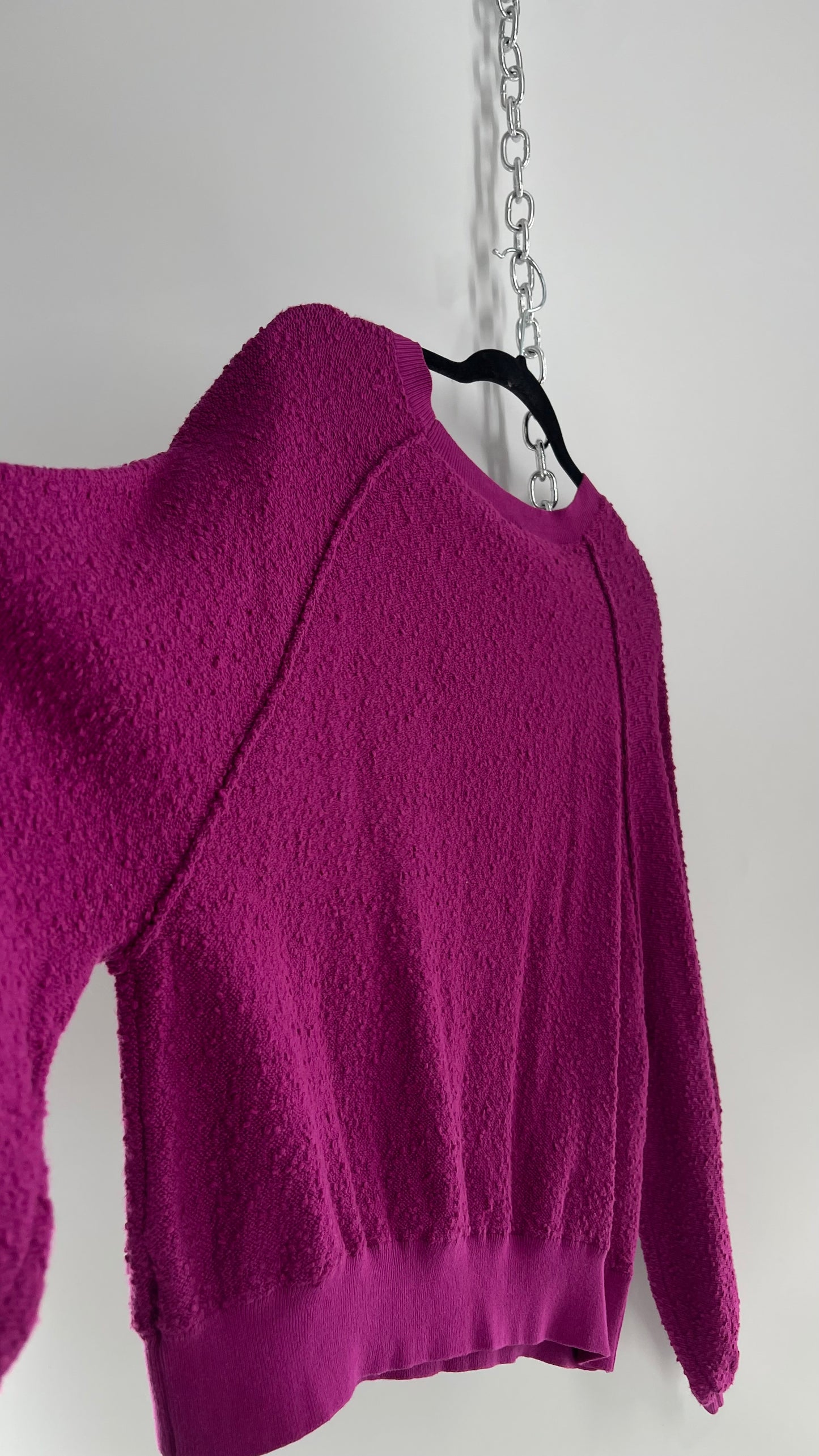 Free People Fuchsia Cropped Sweater (Size Small)