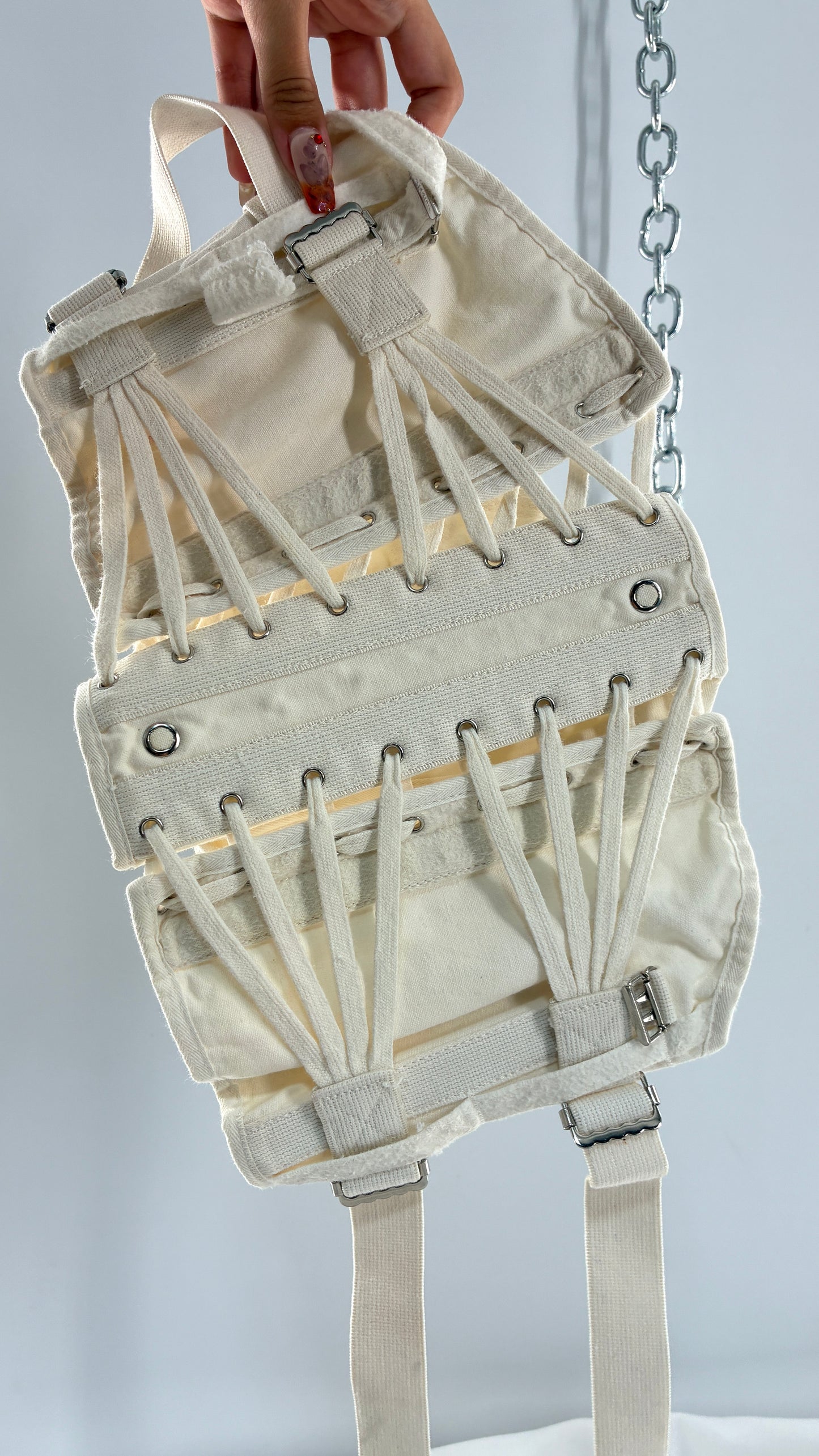 Vintage 1950s White Girdle Corset Brace Belt with Straps (Small)