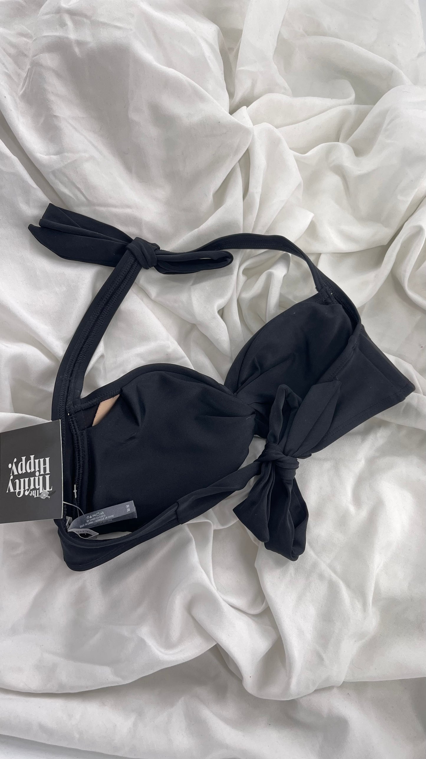 AERIE Black Padded Halter Swim Top (Medium)