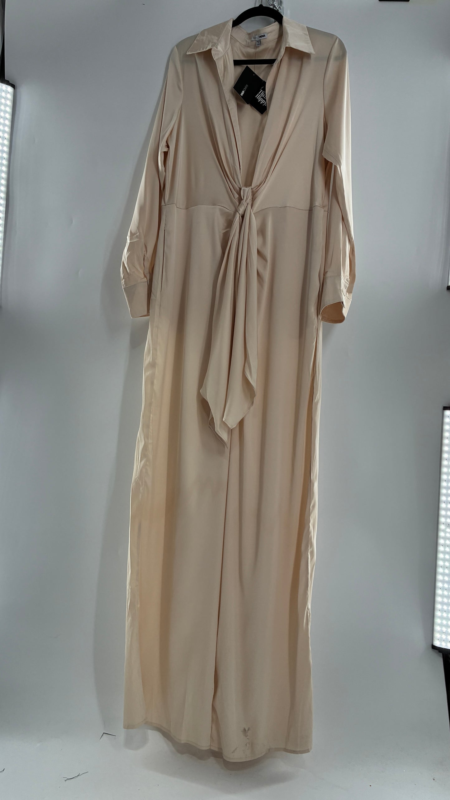 FASHION NOVA Silky Champagne Wide Leg Jumpsuit (XXL)