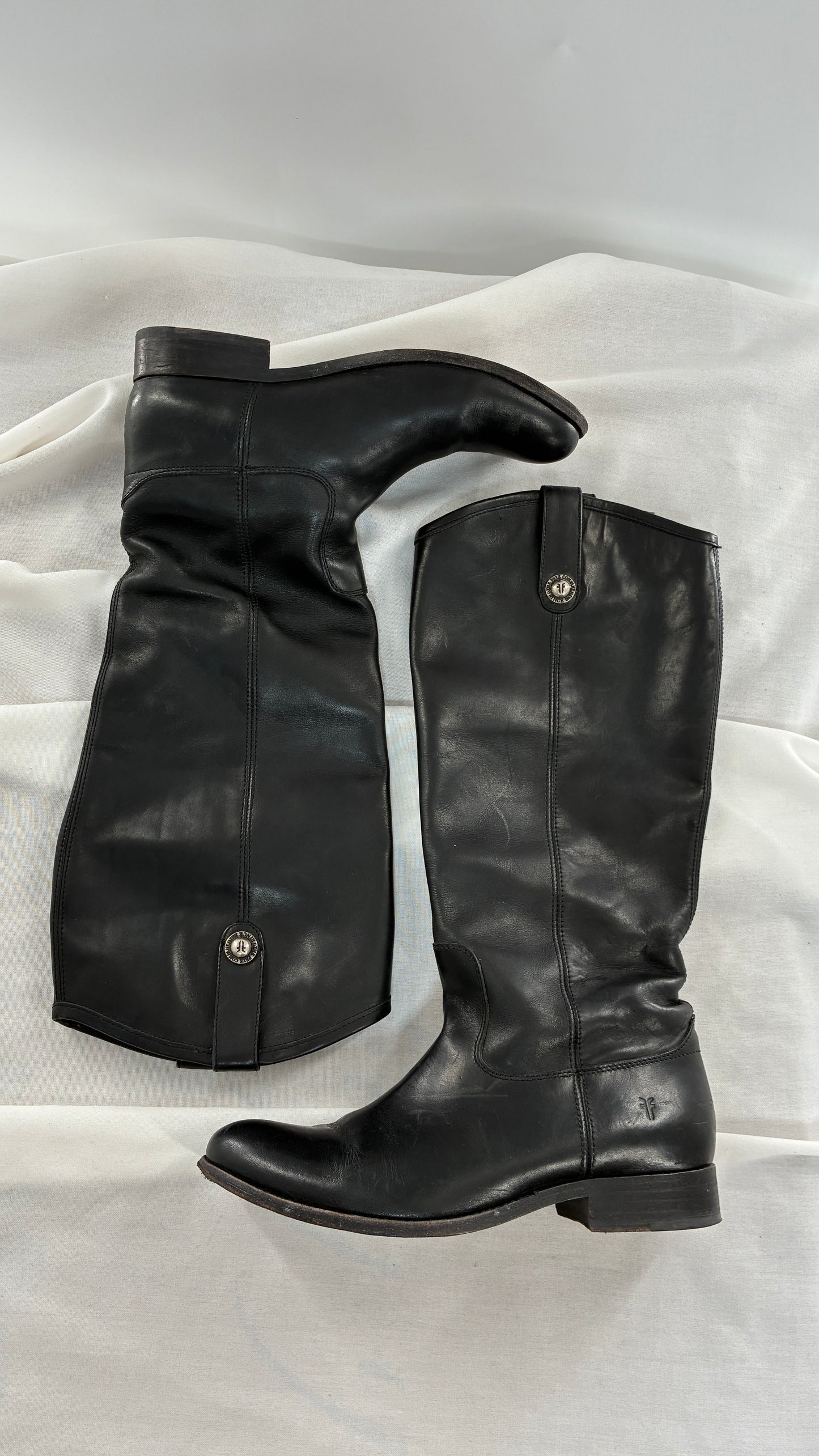 Vintage FRYE Melissa Tall Black Genuine Leather Boots Made in Mexico (8)