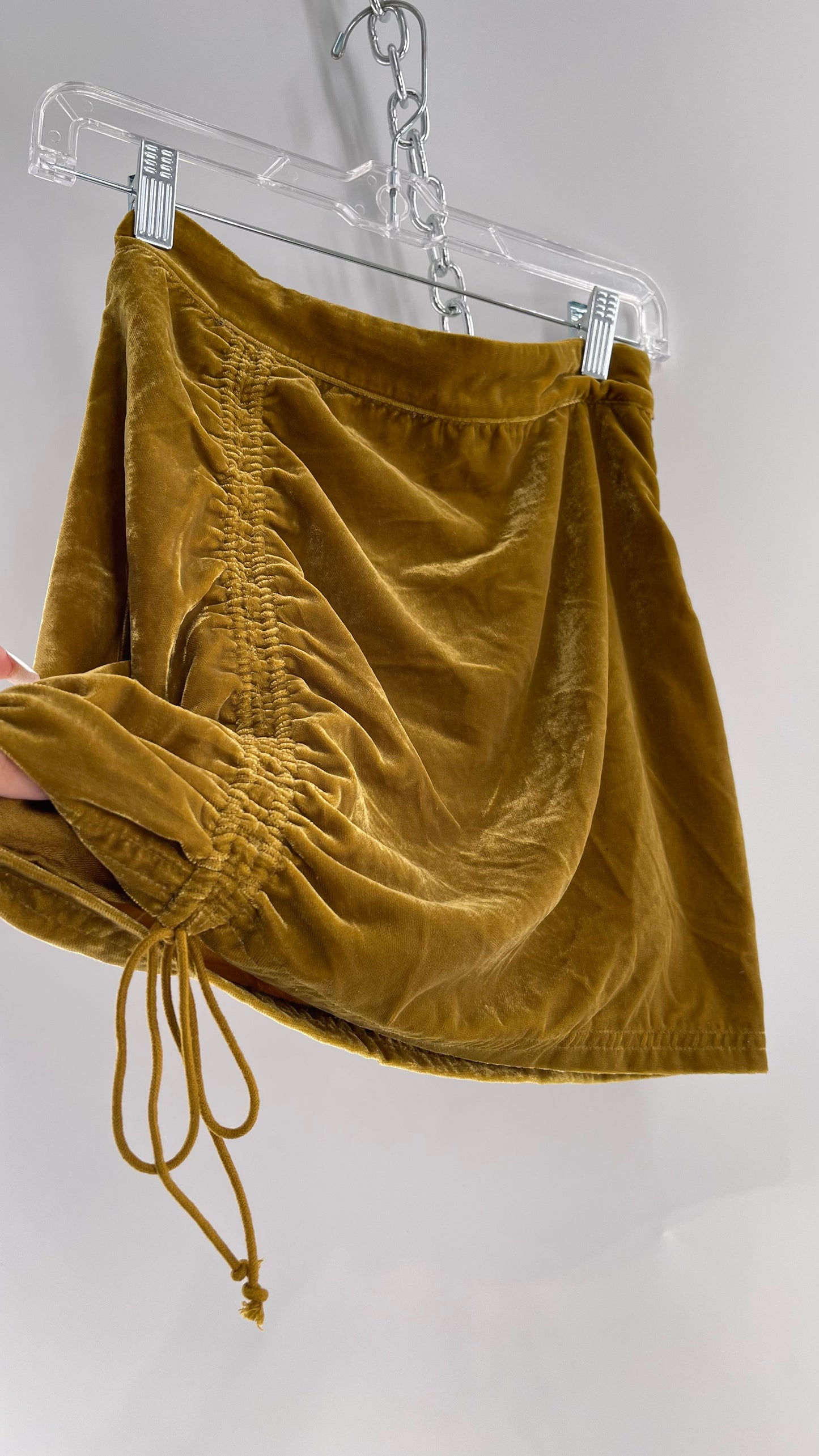 Free People Mustard Velvet Ruche Side Skirt (0)