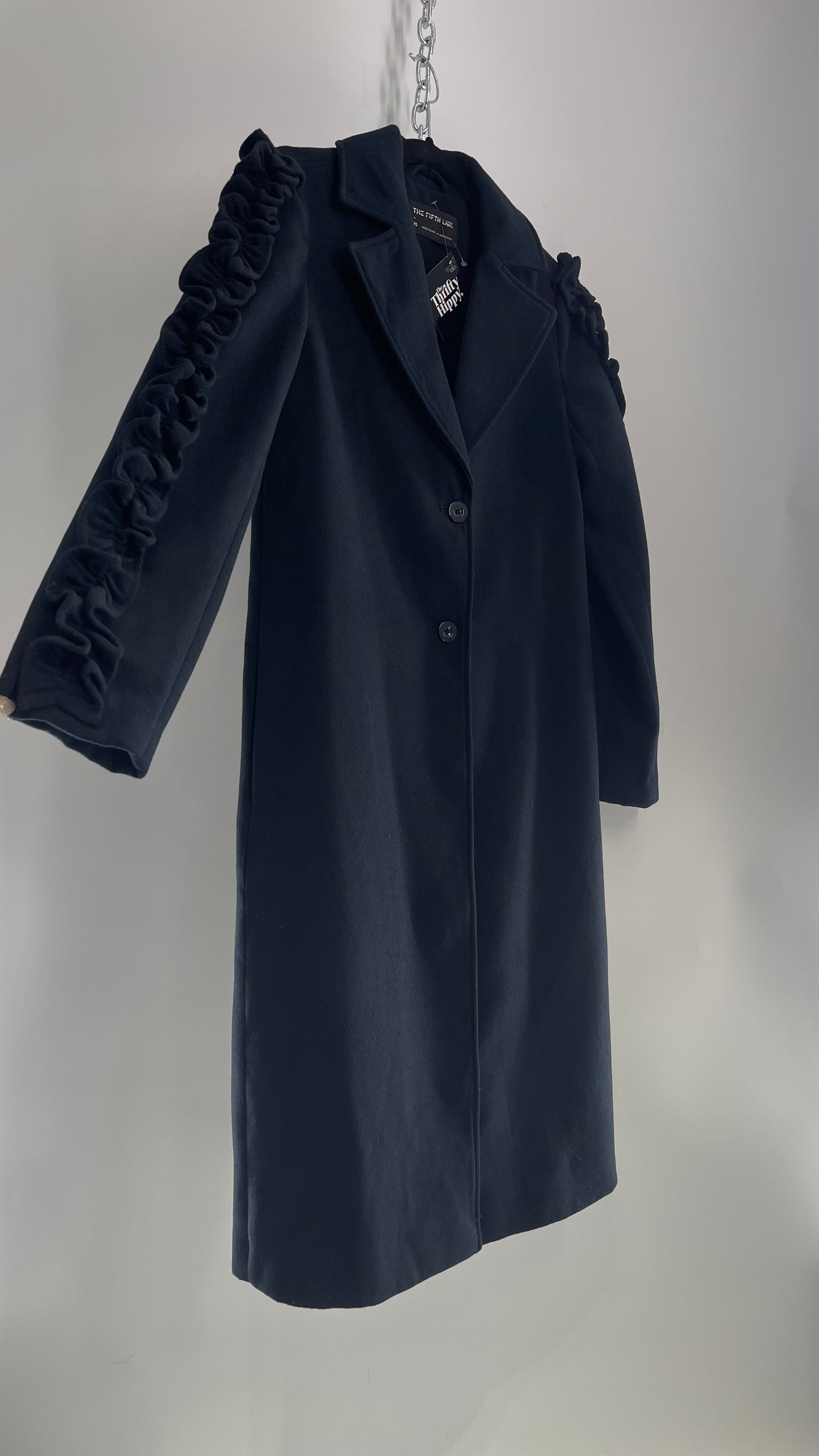 The Fifth Label Navy Ruffle Sleeve Duster Coat NWOT (XS)