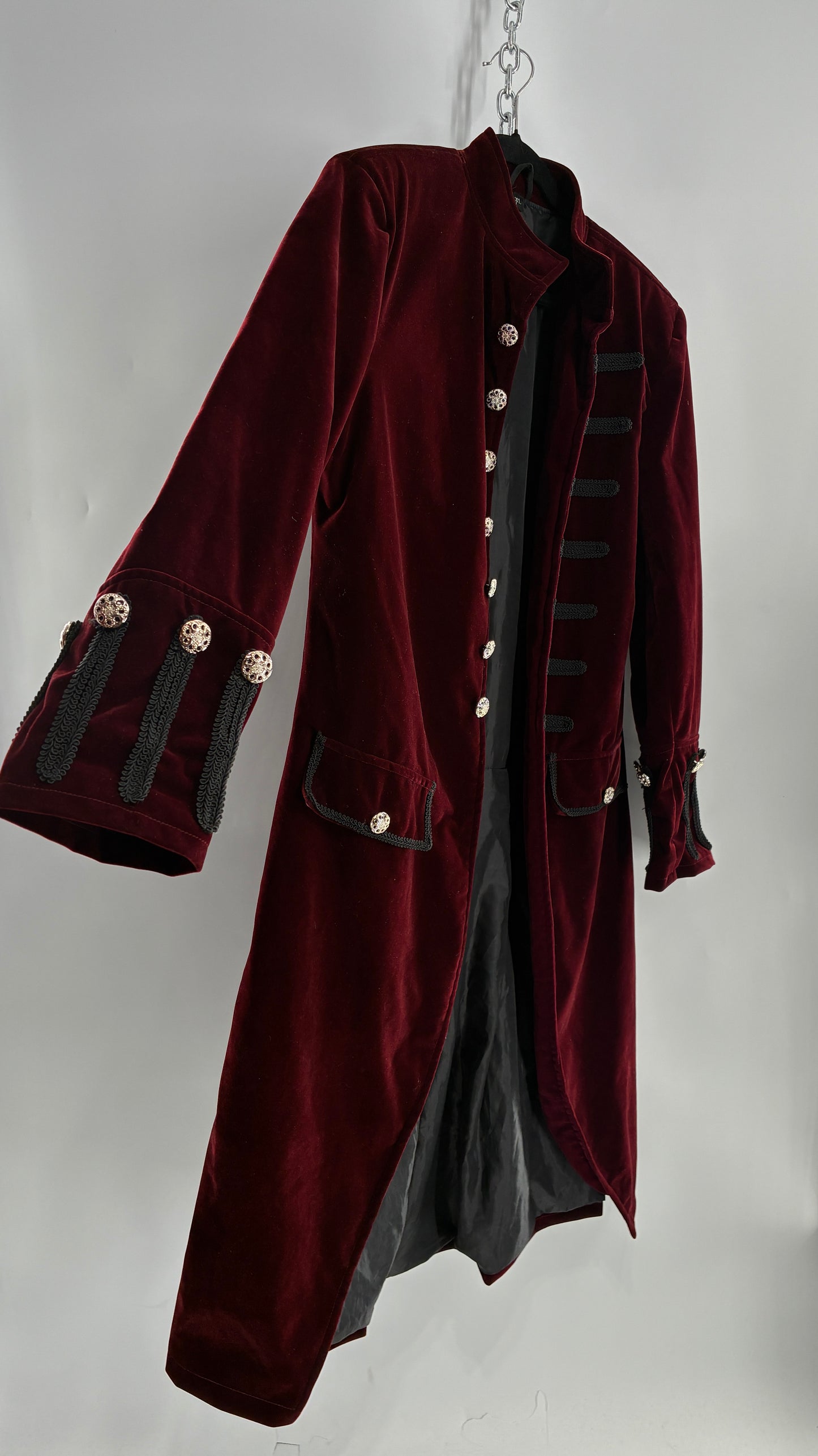 Velour Crimson Steampunk Drummer Coat (XL)