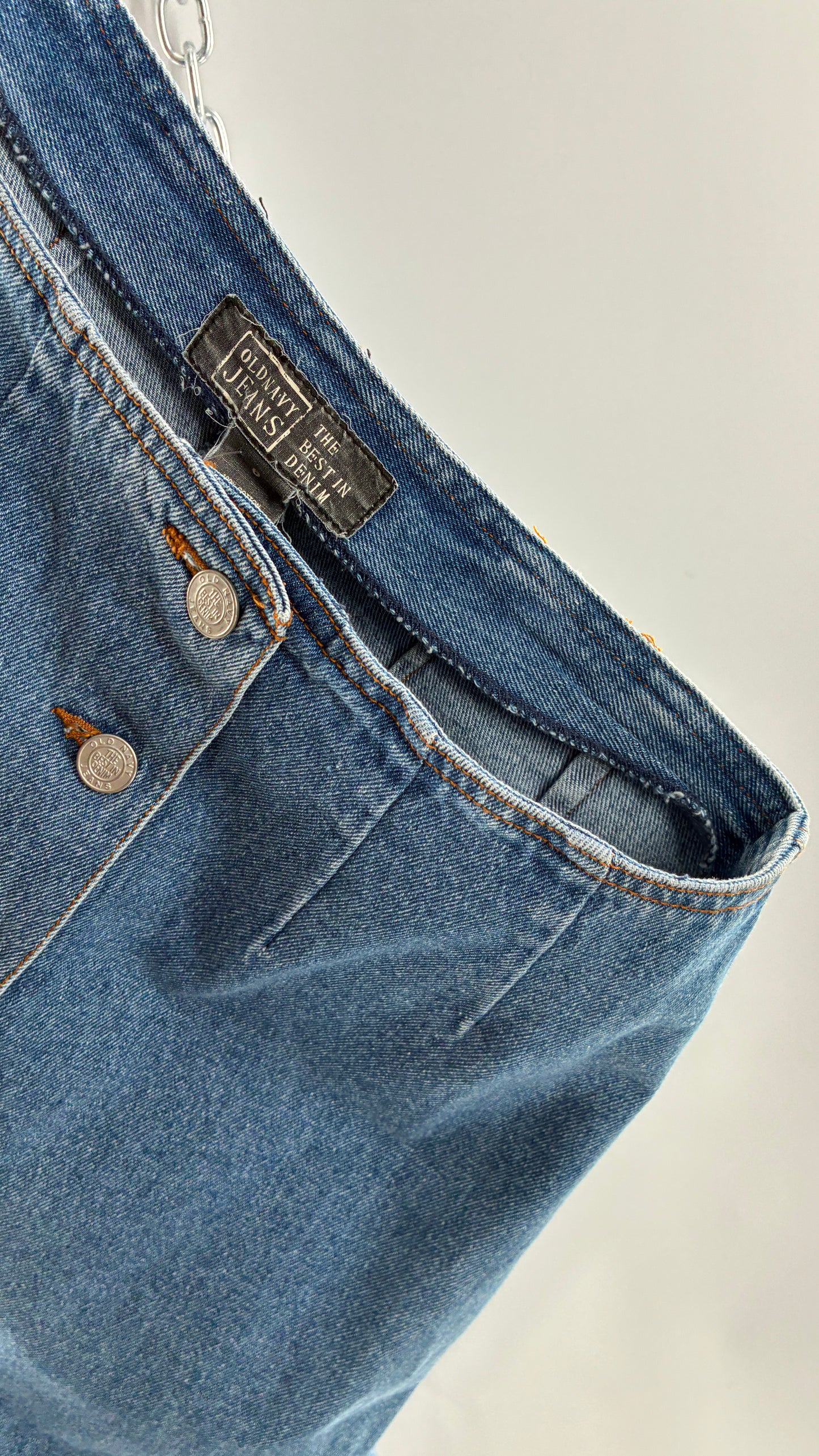 Vintage Old Navy Button Front Denim Jean Skirt (6)