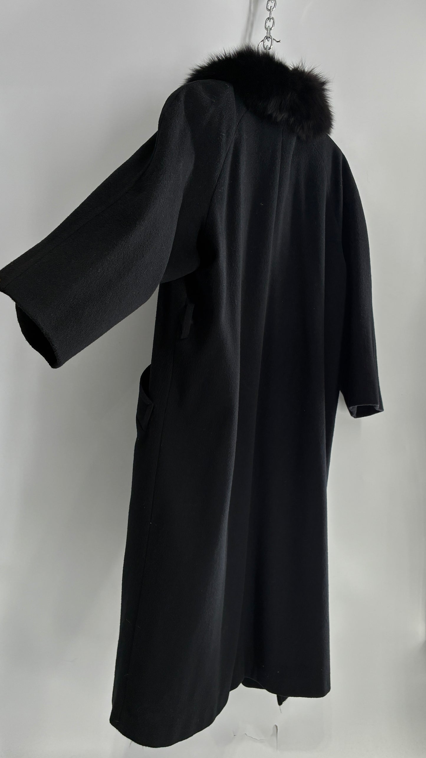 Jonathan Michael Black Full Coat with Genuine Fur Collar (C)(16)
