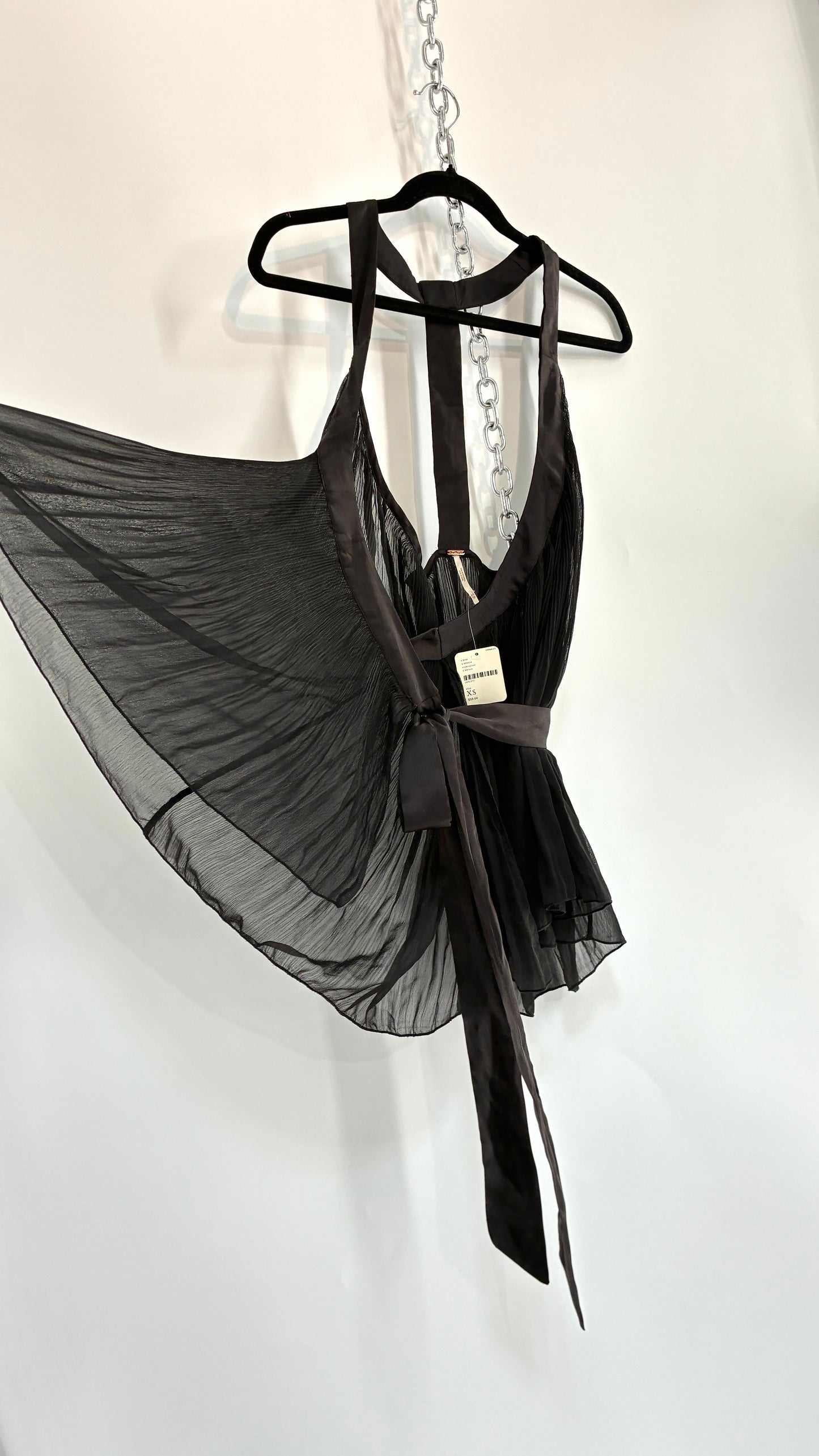 Intimately Free People Black Fluted Wrap Around Top (XS)