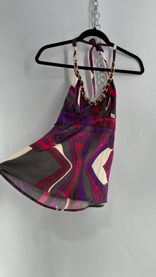 Vintage 1990s GUESS Silky Halter with Chain Detail (XS)