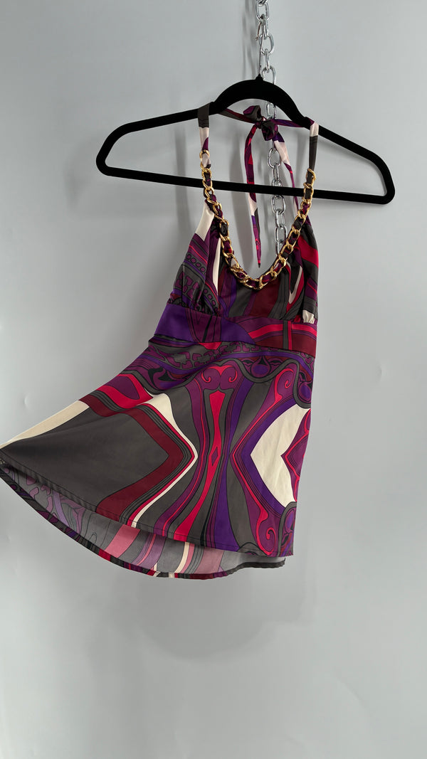 Vintage 1990s GUESS Silky Halter with Chain Detail (XS)