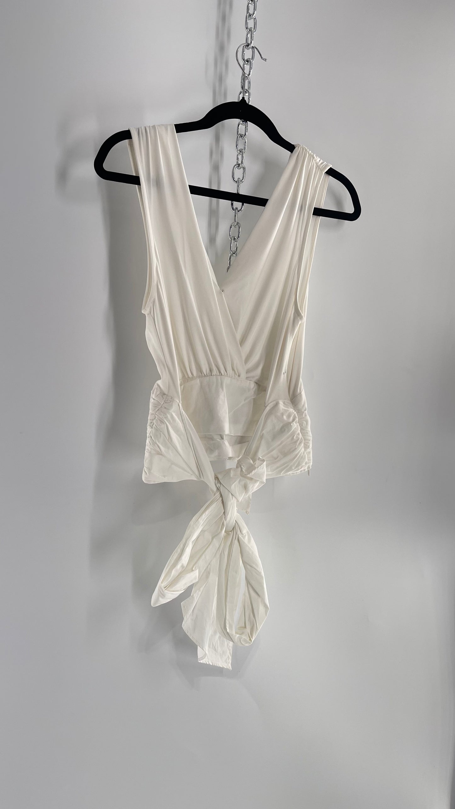 Sunday in Brooklyn Anthropologie White Wrap Around Tie Up Tank (Medium)