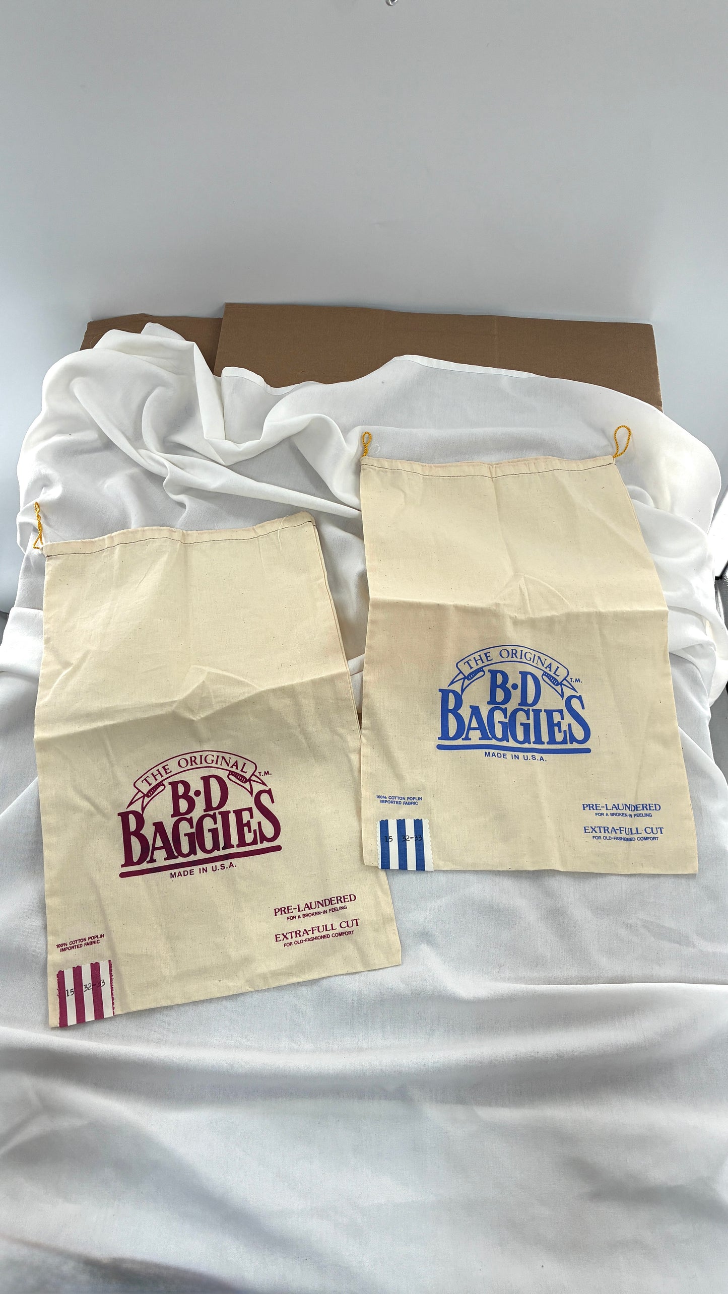 Vintage BD BAGGIES 100% Cotton Poplin Drawstring Bags