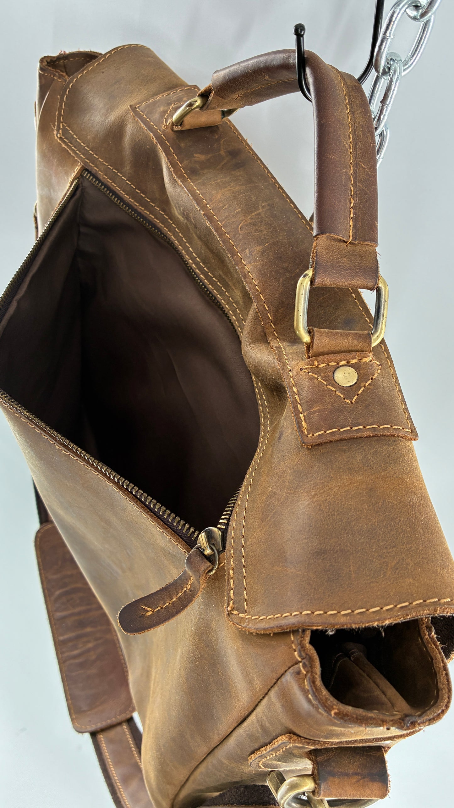 KATTEE Heavy Duty, Thick Genuine Leather Briefcase School Satchel Messenger Bag