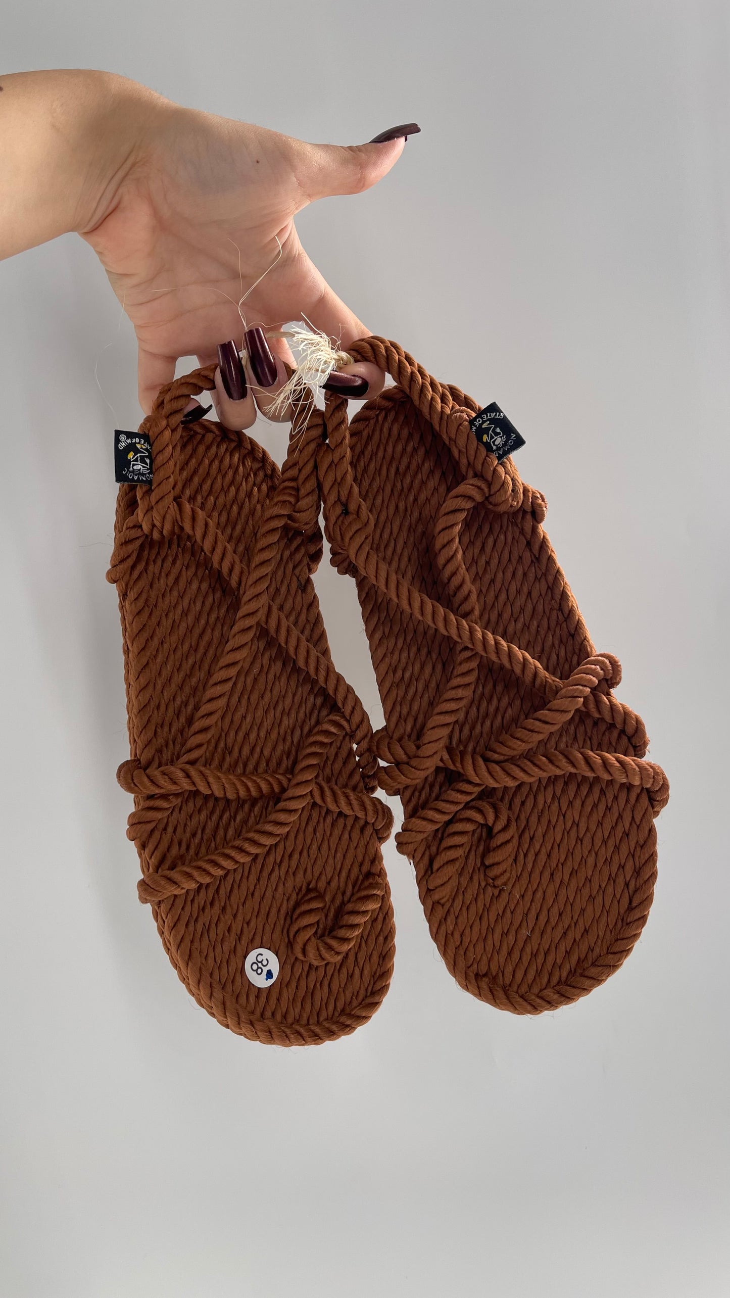 Nomadic State of Mind Free People Bronze/Burnt Orange Rope Sandals (38)