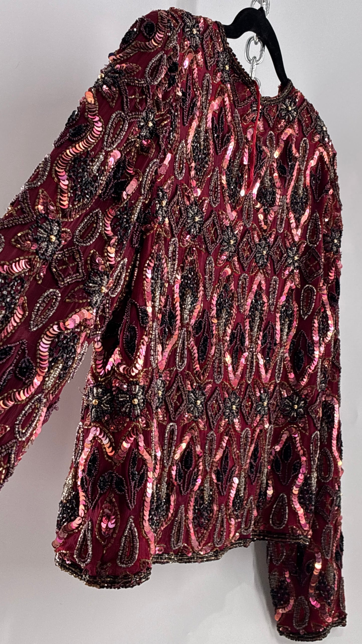 Vintage Beaded STENAY Burgundy Maroon Jacket (Medium)
