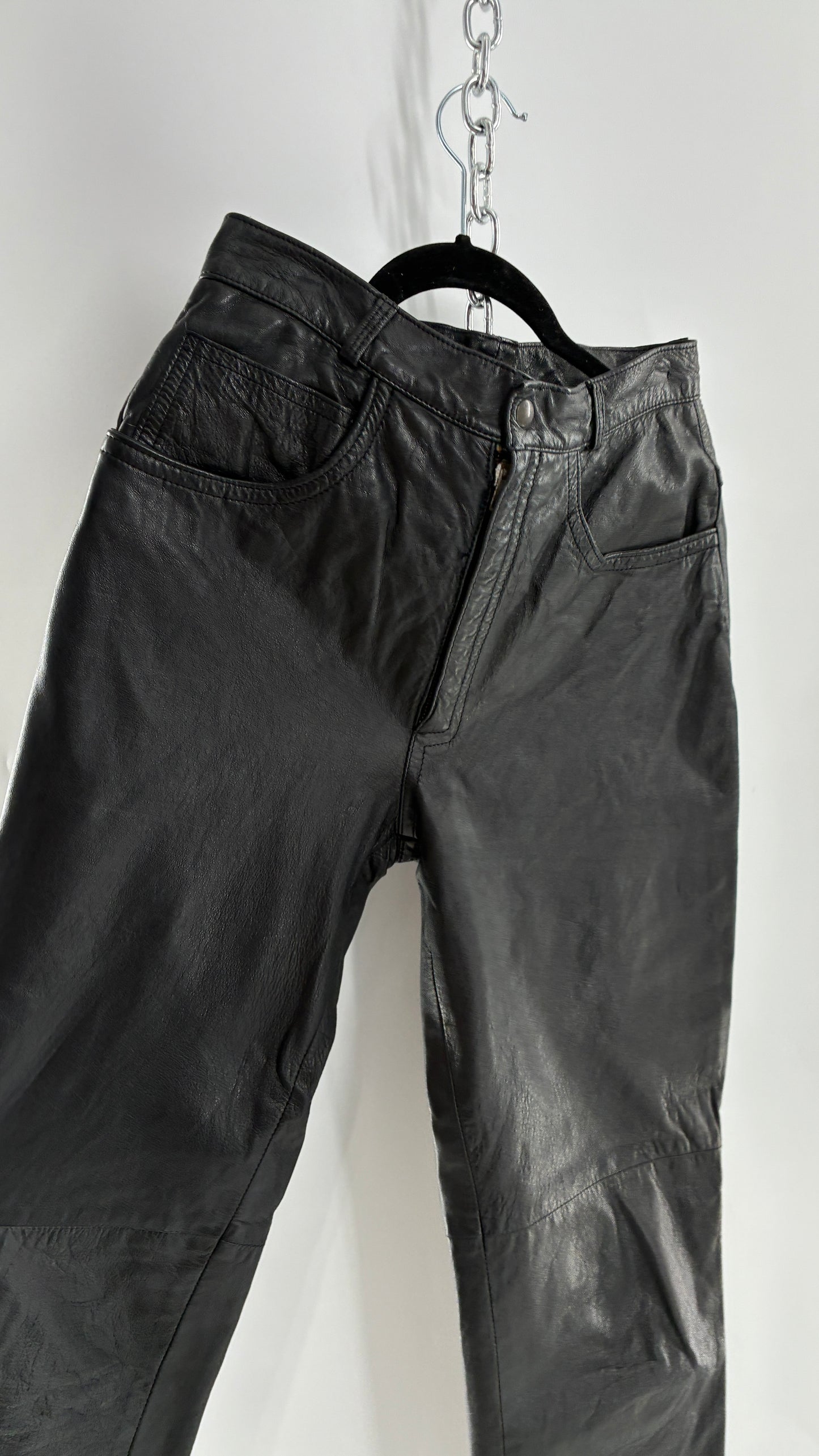 Vintage LILLIE RUBEN High Waisted Black Thin Leather Pants (6)
