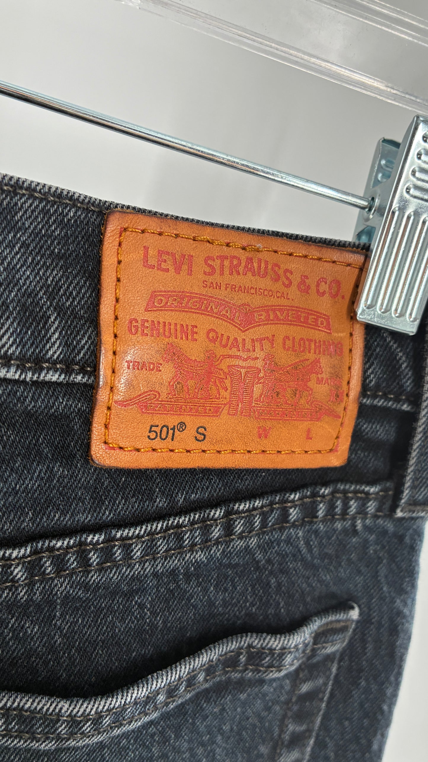 Vintage LEVI Dark Wash Distressed Denim 501s (30x28)