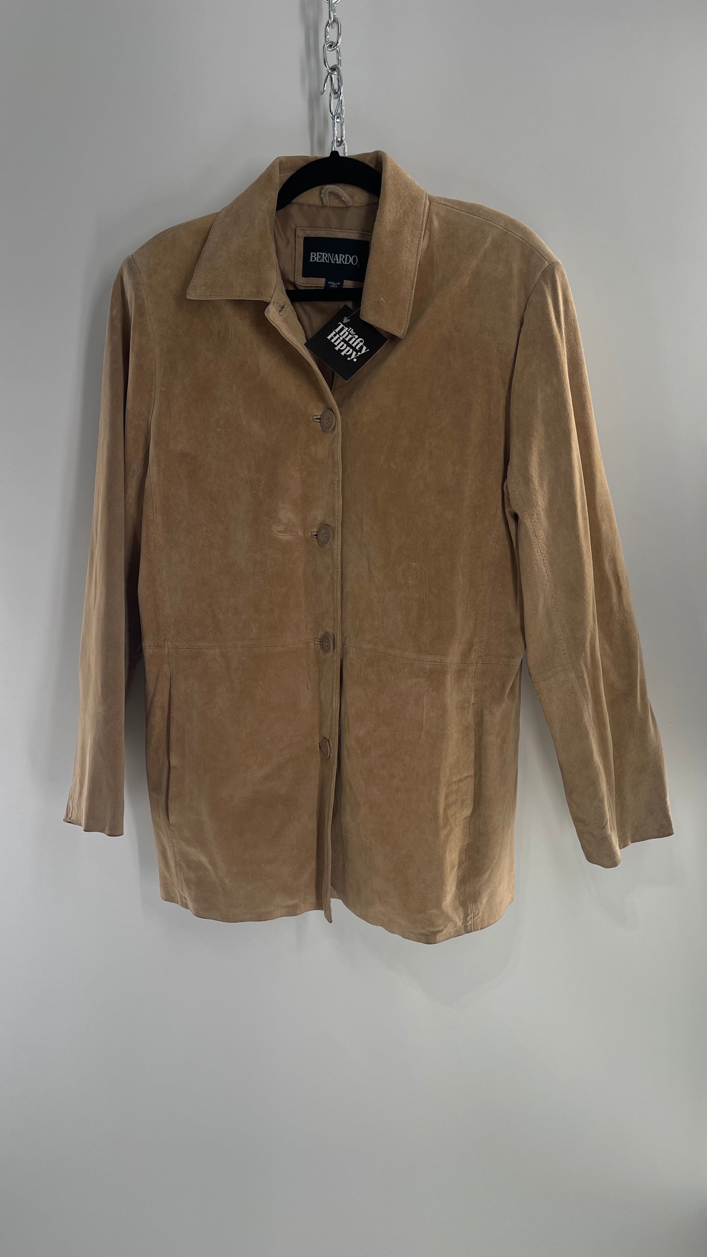 Vintage BERNARDO Tan Suede Leather Jacket (XL)