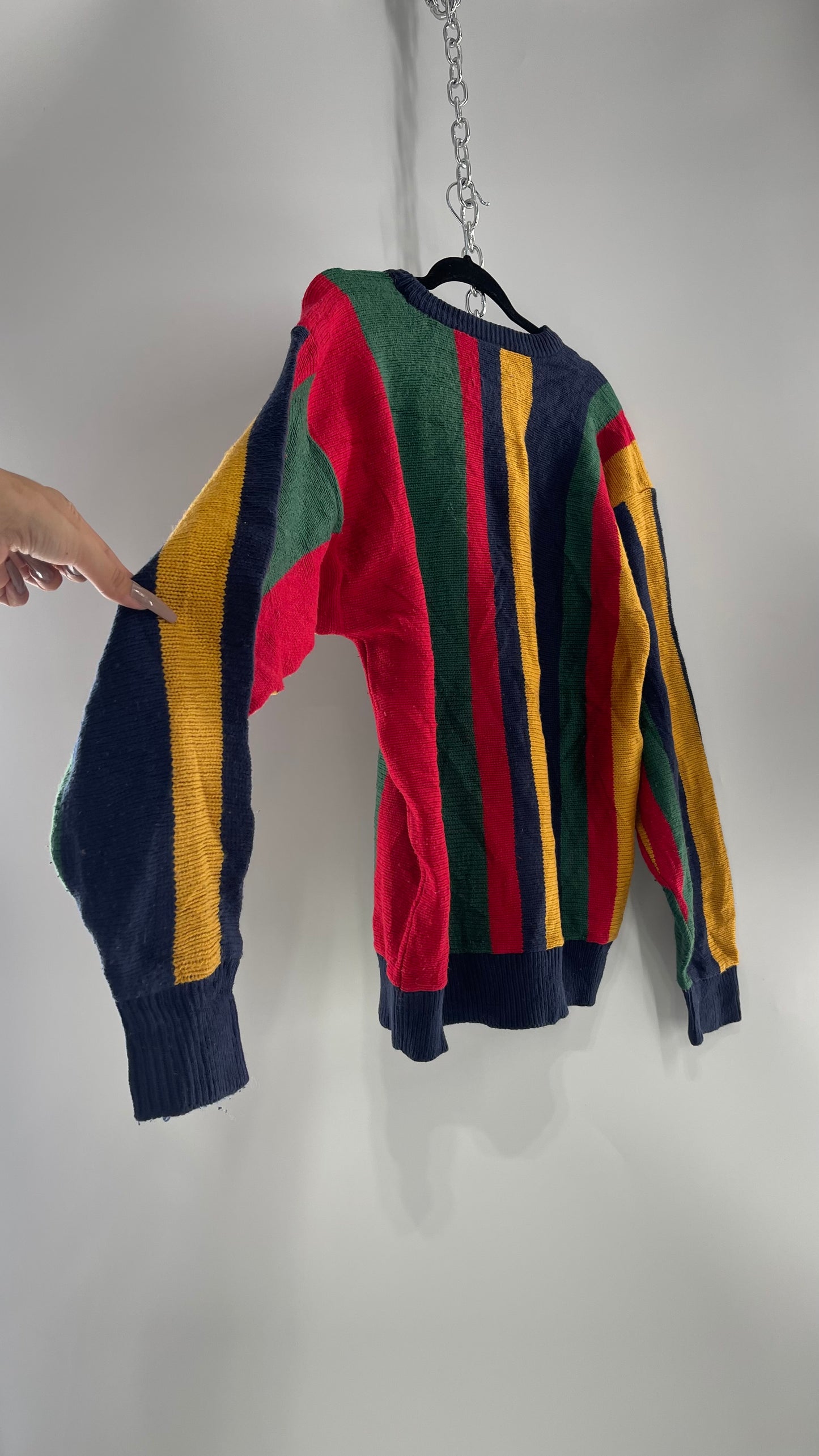 Urban Outfitters Renewal 80s Primary Colors Striped Sweater (Large)