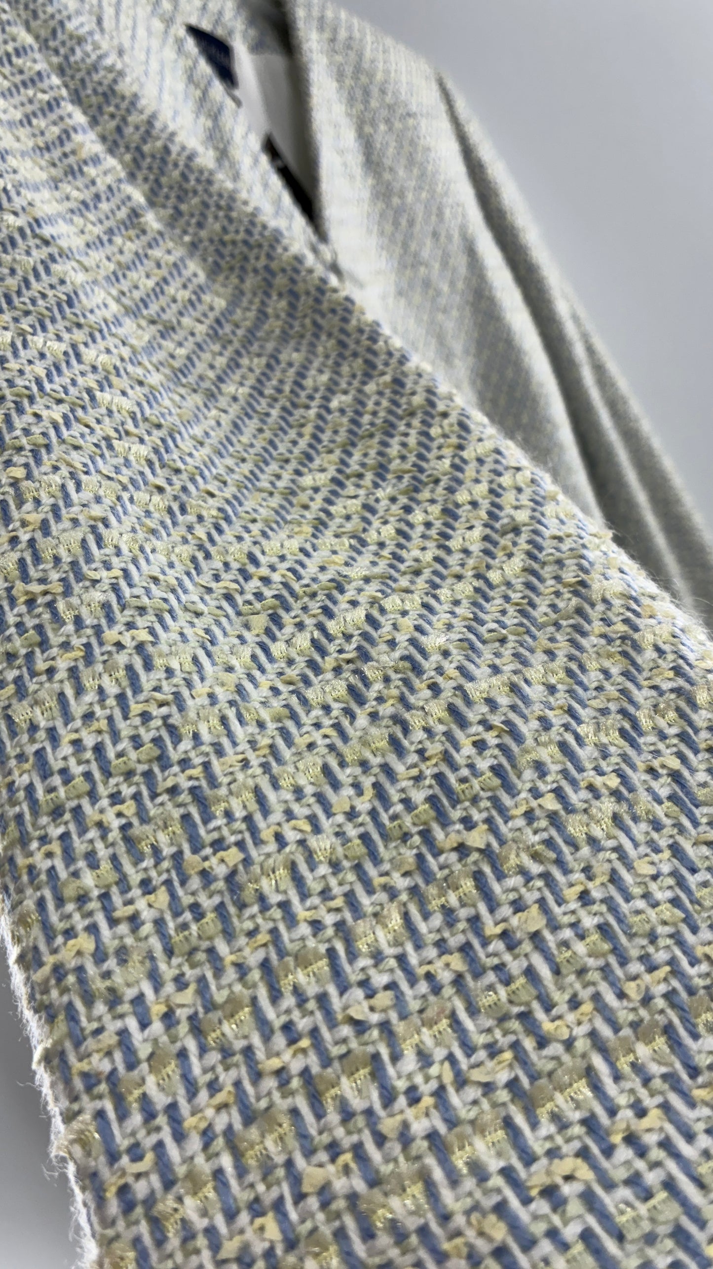 Vintage Blue and Yellow Tweed ANNE KLEIN Suit Set with Upcycled Micro Mini Skirt (2)