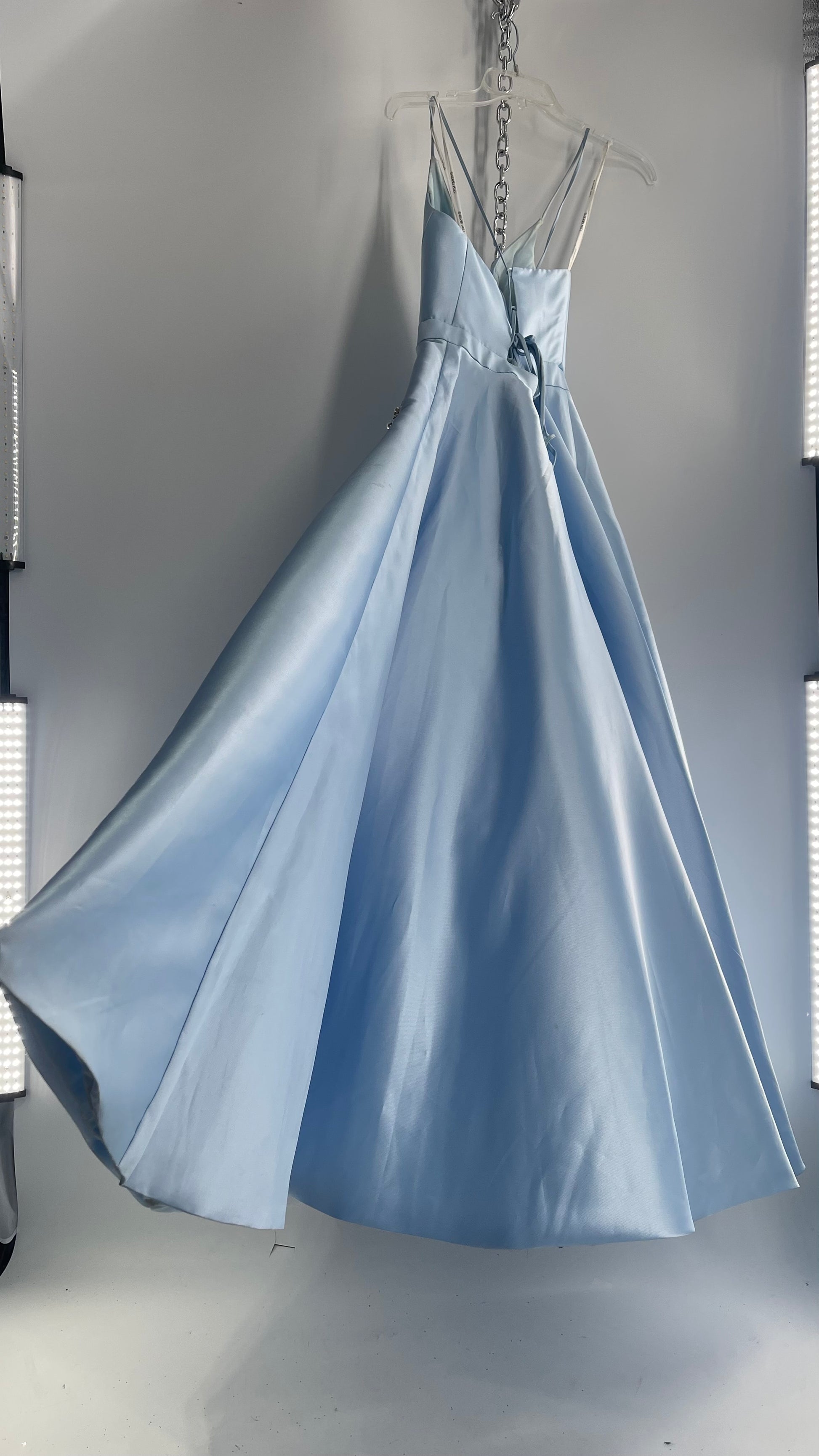 SHERRI HILL Baby Blue Worn Dress with Beaded Pocket Detail and Tie Up The Thrifty Hippy SHERRI HILL Baby Blue Worn Dress with Beaded Pocket Detail and Tie Up The Thrifty Hippy
