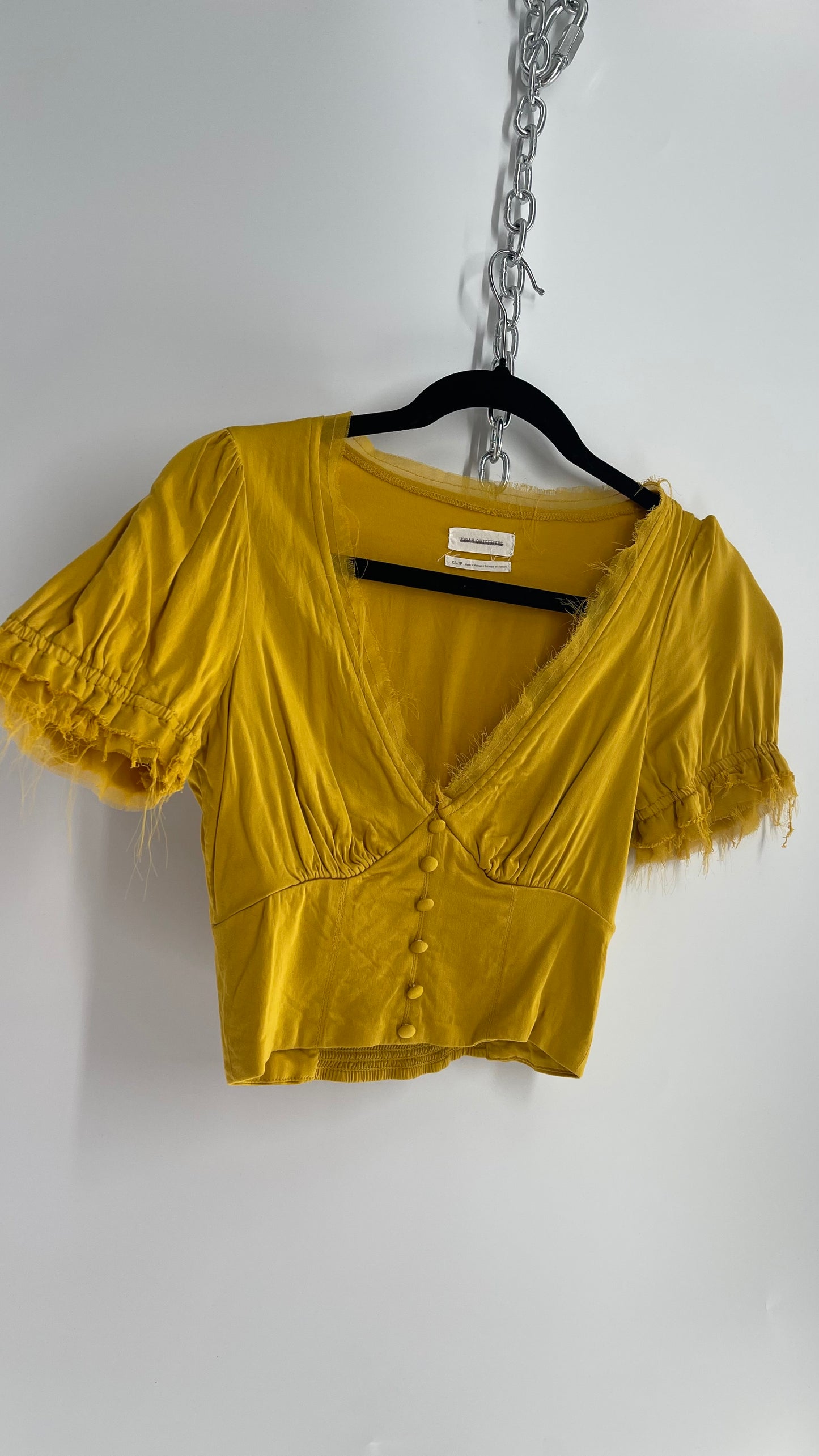 Urban Outfitters Yellow Button Front Cropped Top (XS)