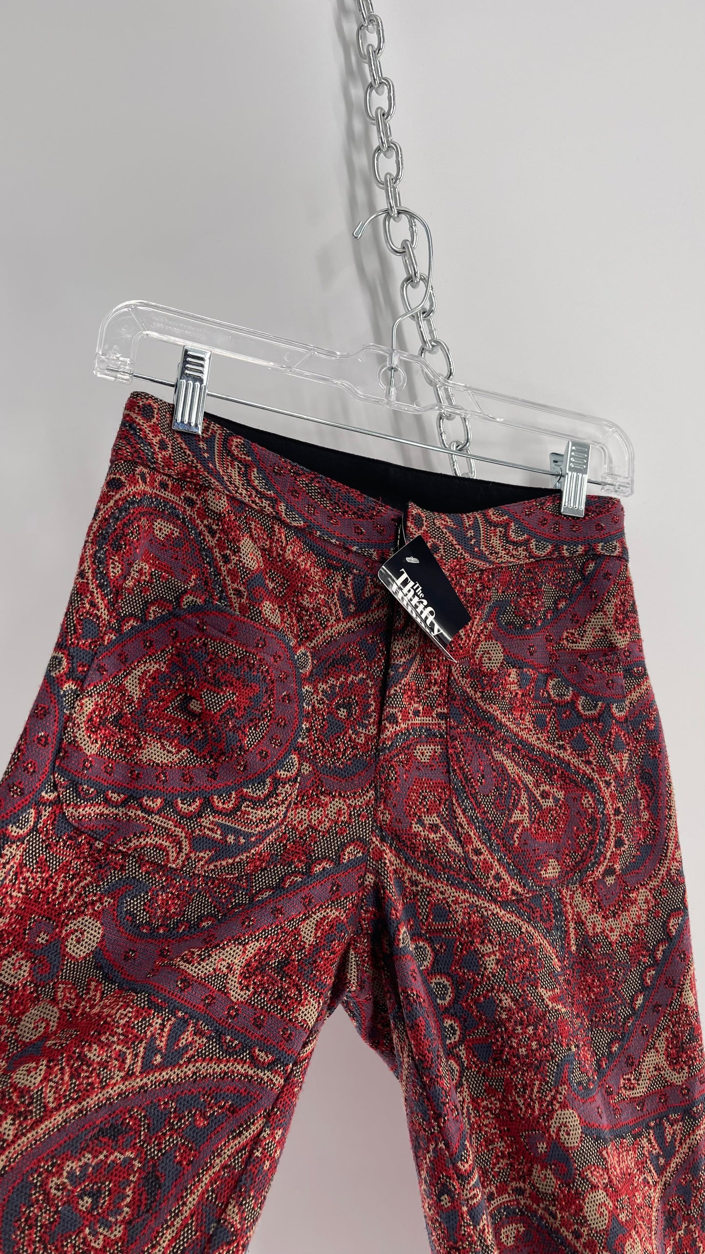 Free People Paisley Knit Red/Indigo 1970s Style Kick Flare Pant (0)