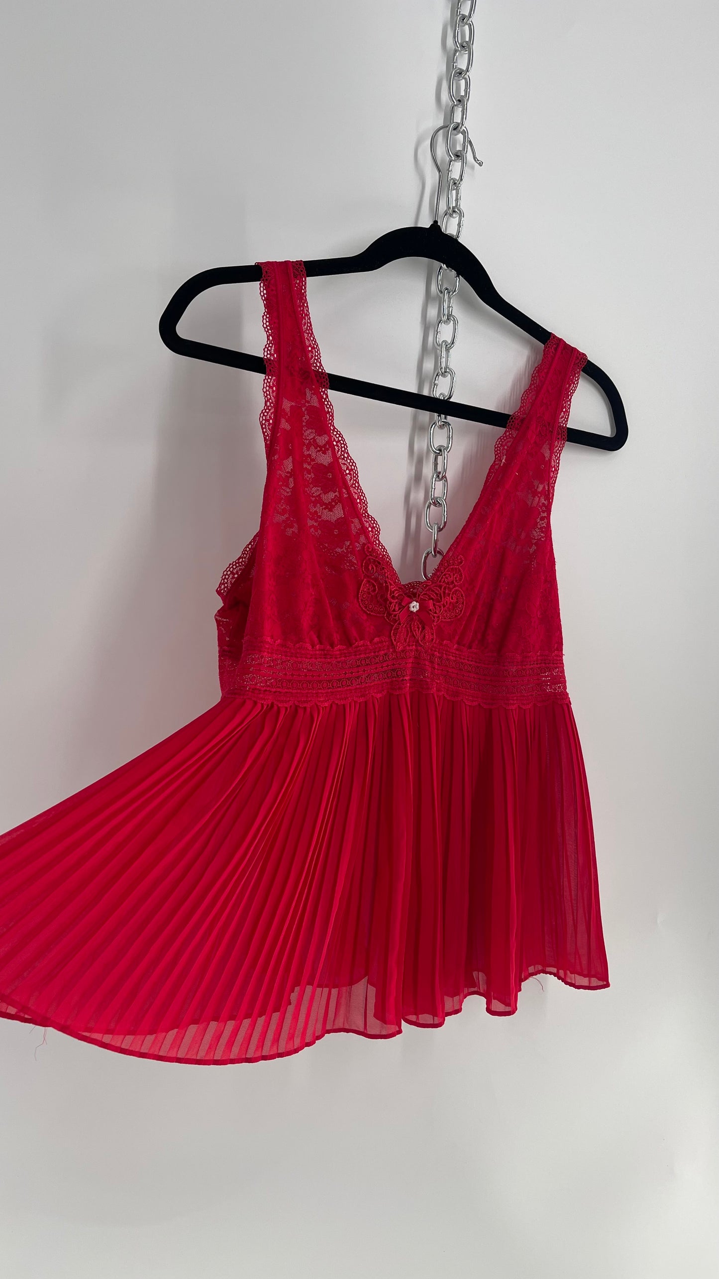 Vintage In Bloom Red Lace Babydoll Tank (Large)